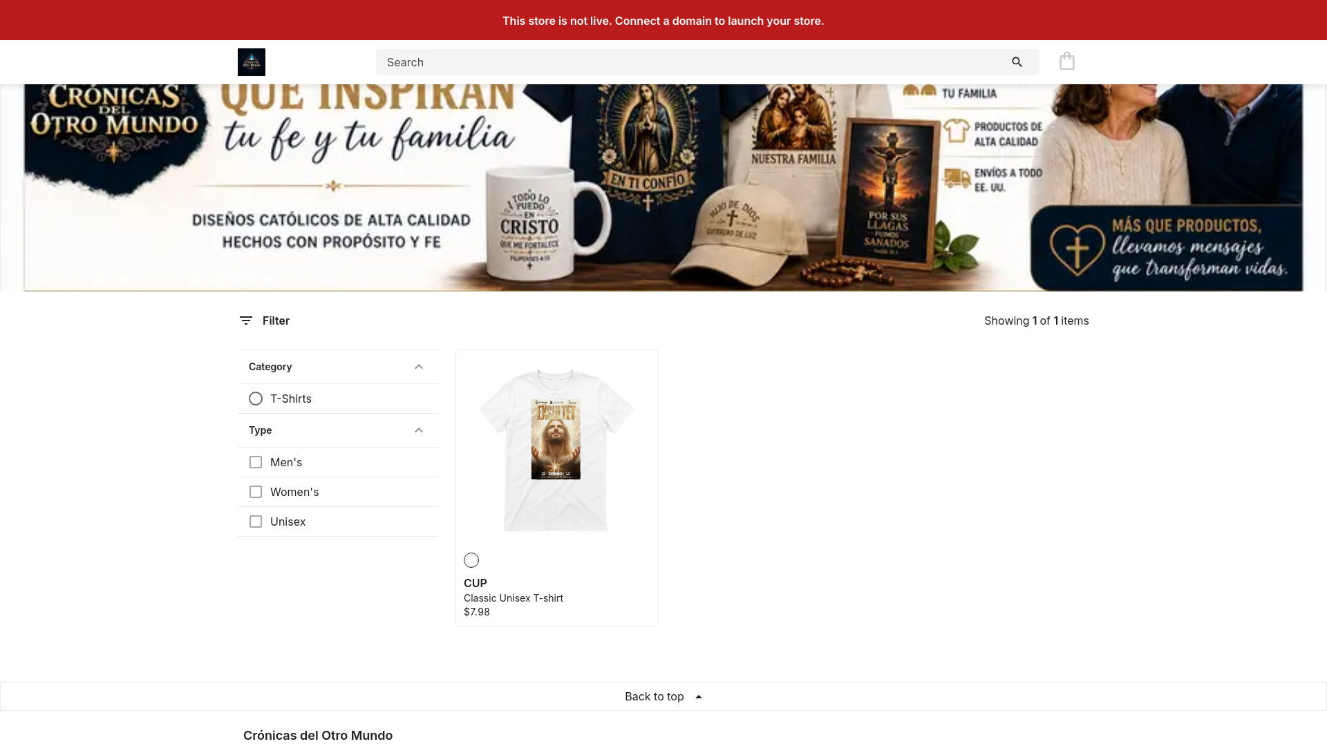 website screenshot of https://cronicasdelotromundo.shop/