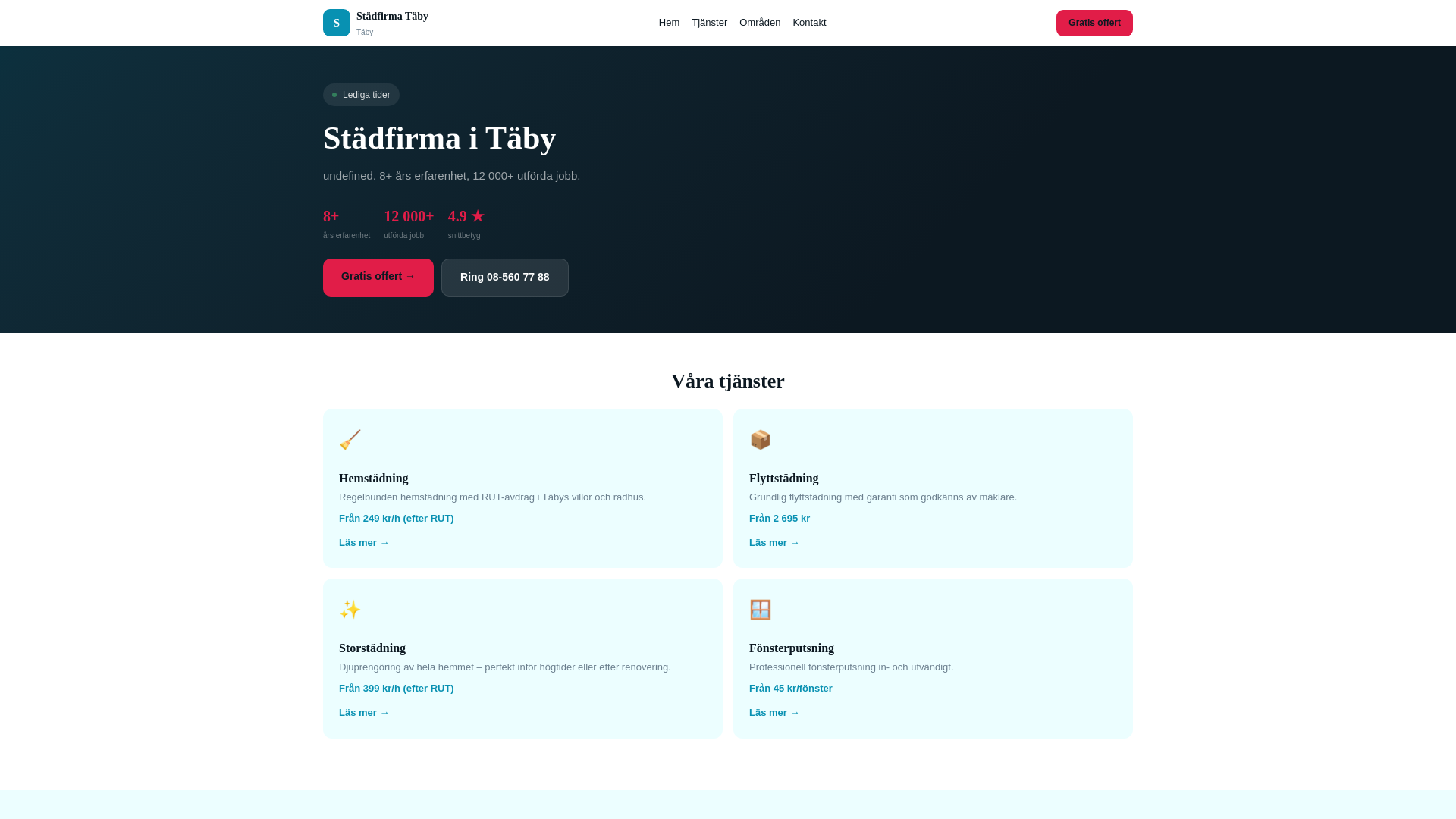 website screenshot of https://stadfirma-taby.pages.dev/