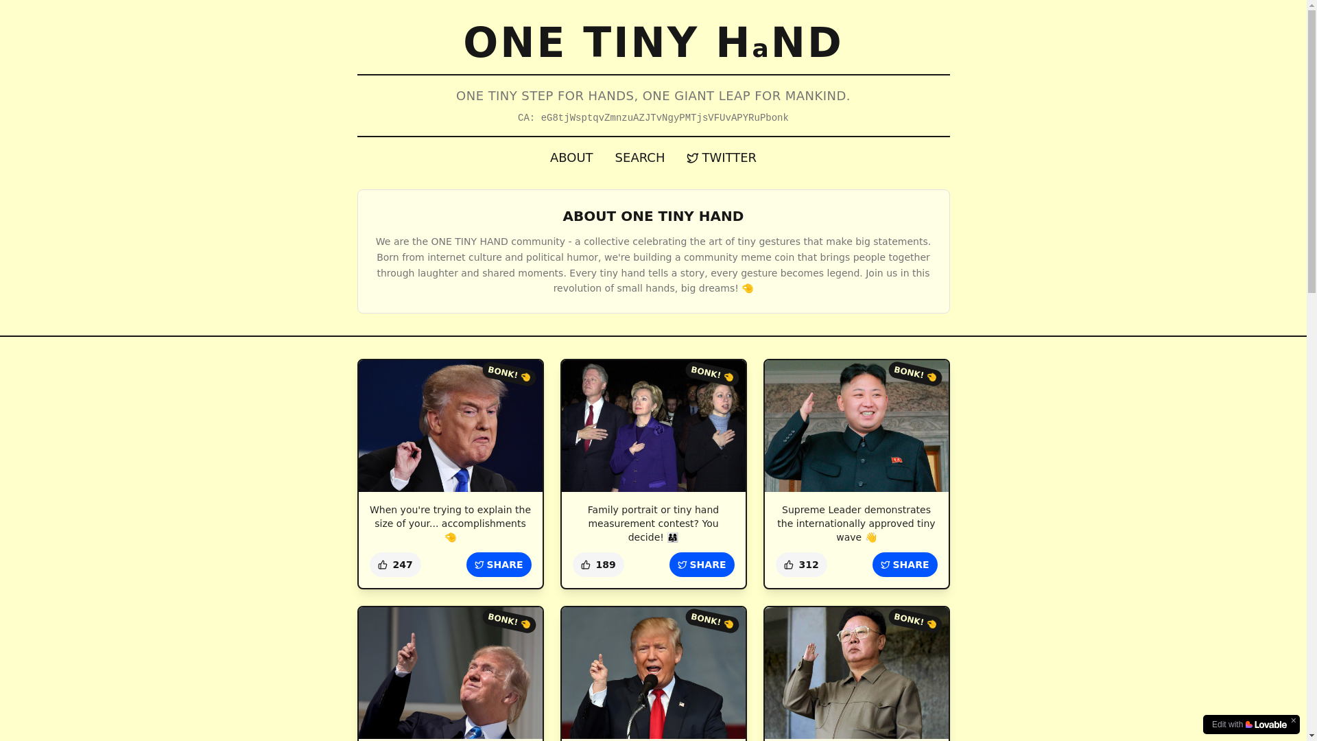 website screenshot of https://onetinyhand.xyz/