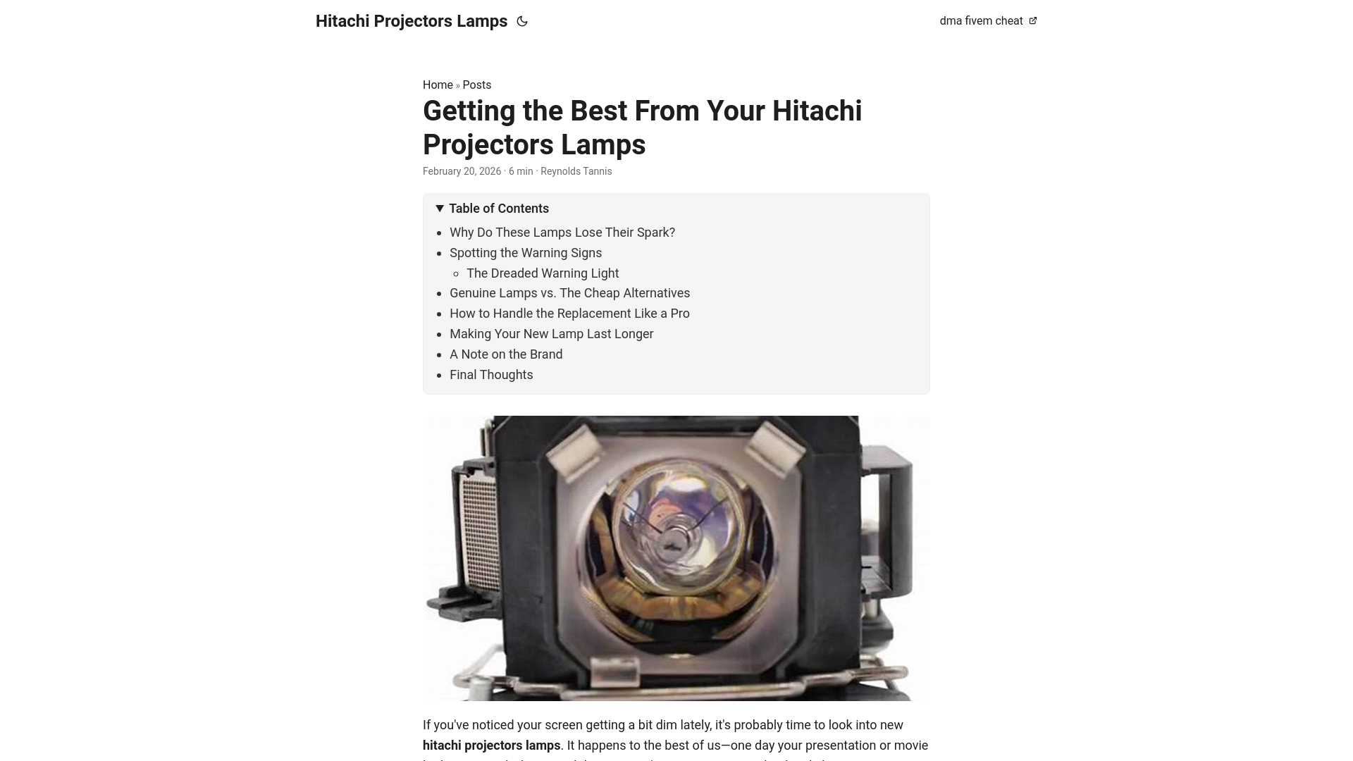 website screenshot of https://hitachi-projectors-lamps.pages.dev/