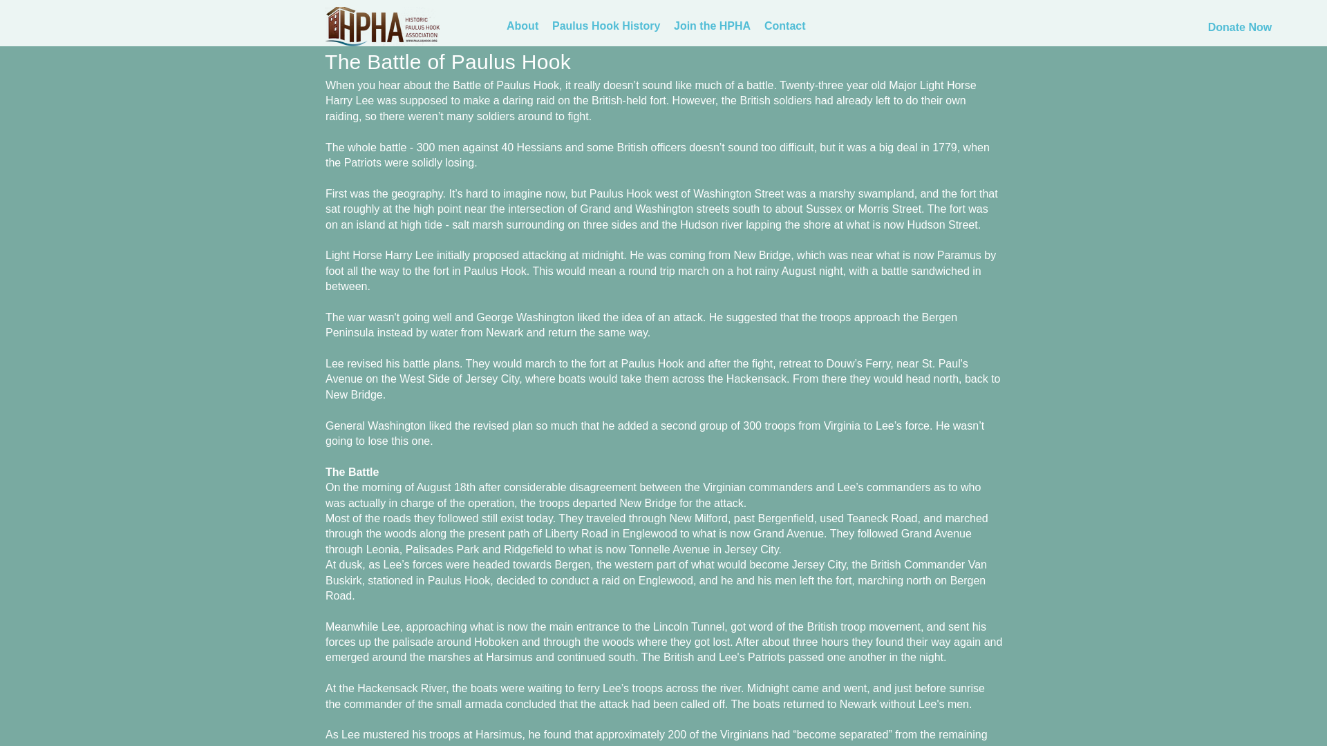 website screenshot of https://www.paulushook.org/battle-of-paulus-hook