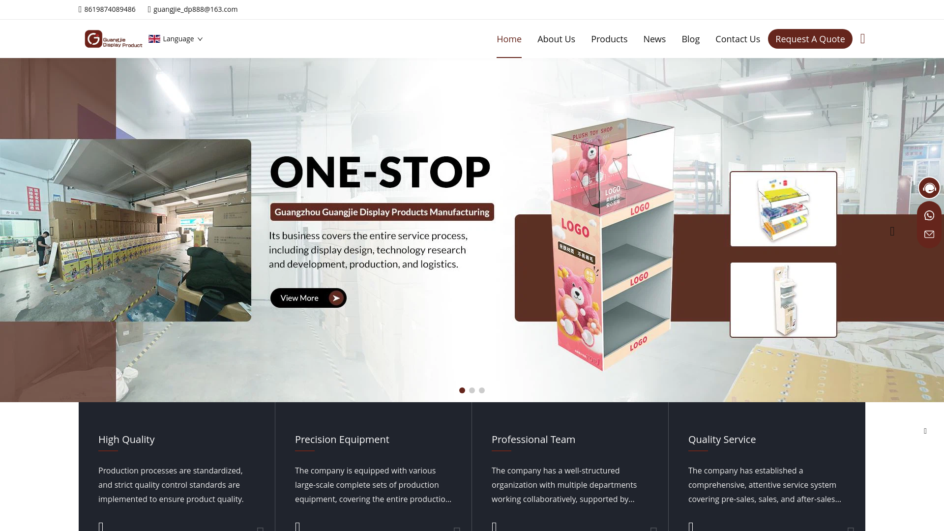 website screenshot of https://gjdisplaystand.com/