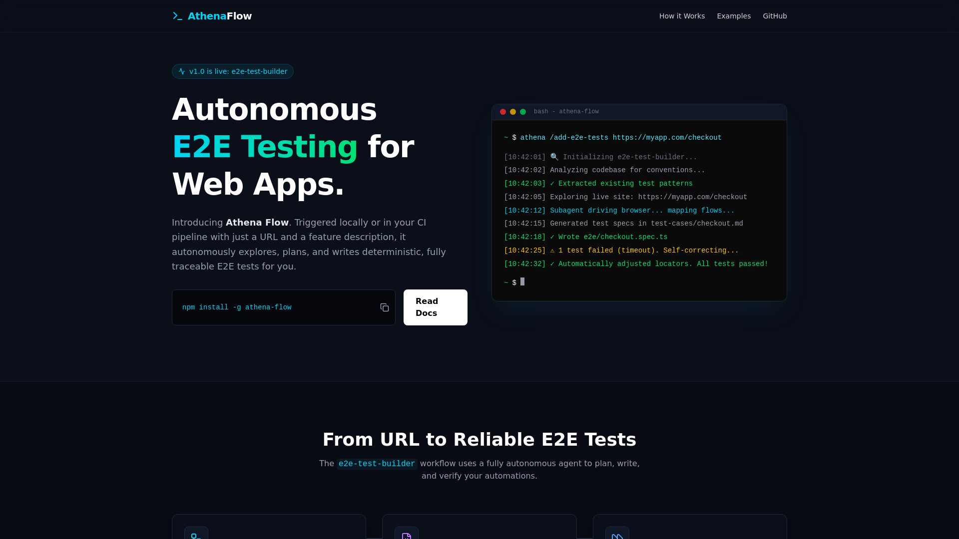 website screenshot of https://athena-flow-landing.pages.dev/