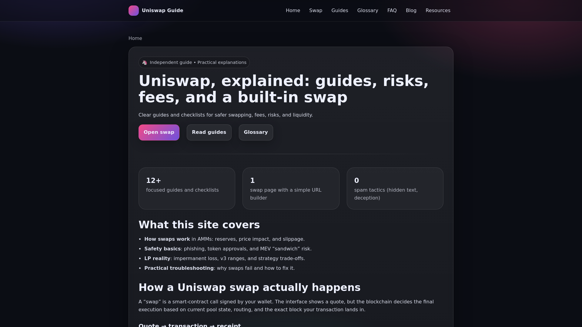 website screenshot of https://uniswapc.org