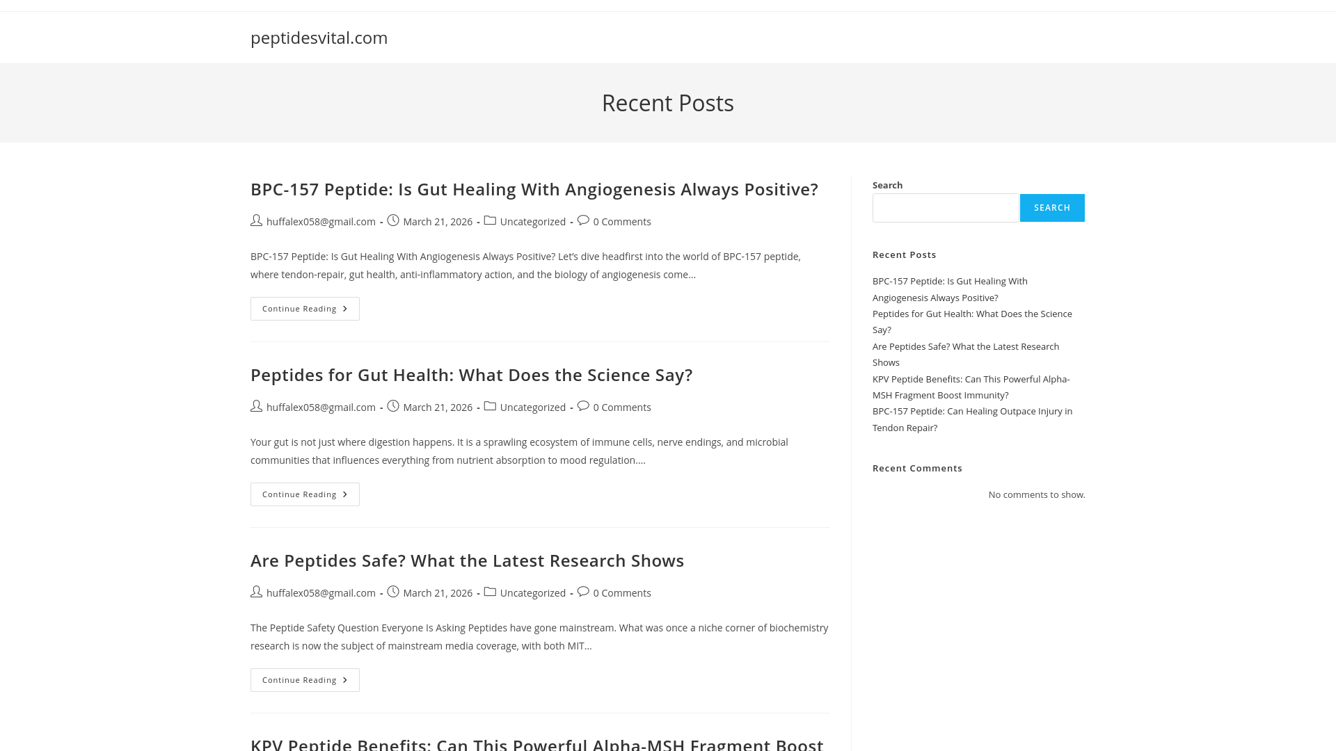 website screenshot of https://peptidesvital.com/