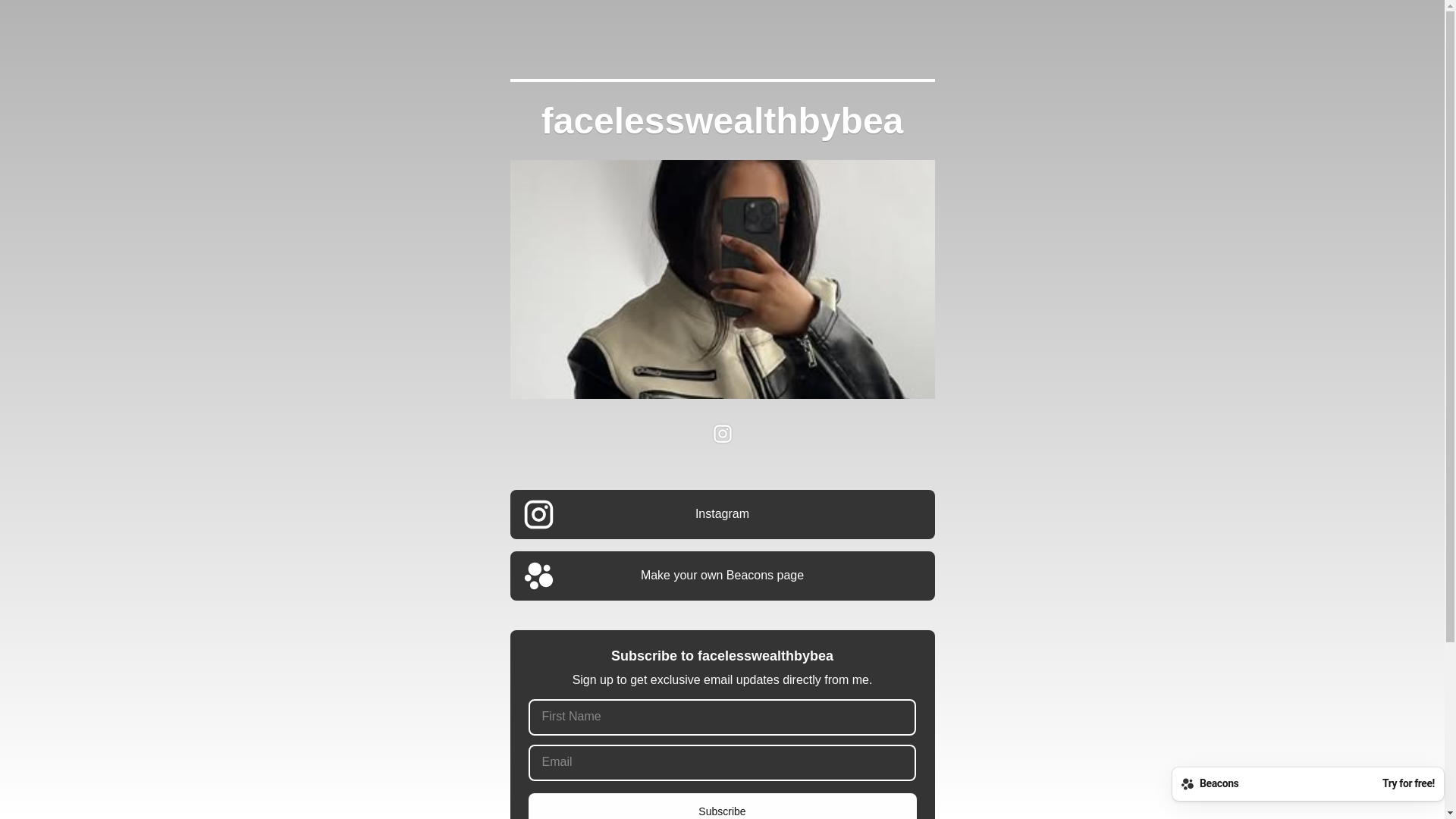 website screenshot of https://facelesswealthbybea.com/