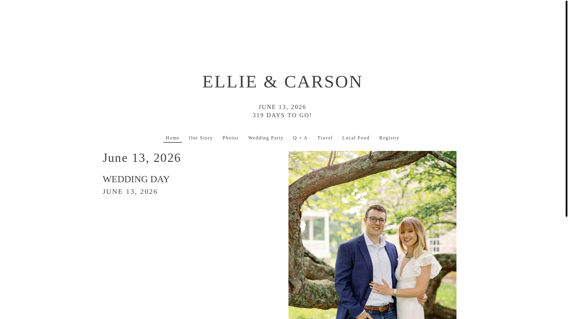 website screenshot of https://ellieandcarson.com/