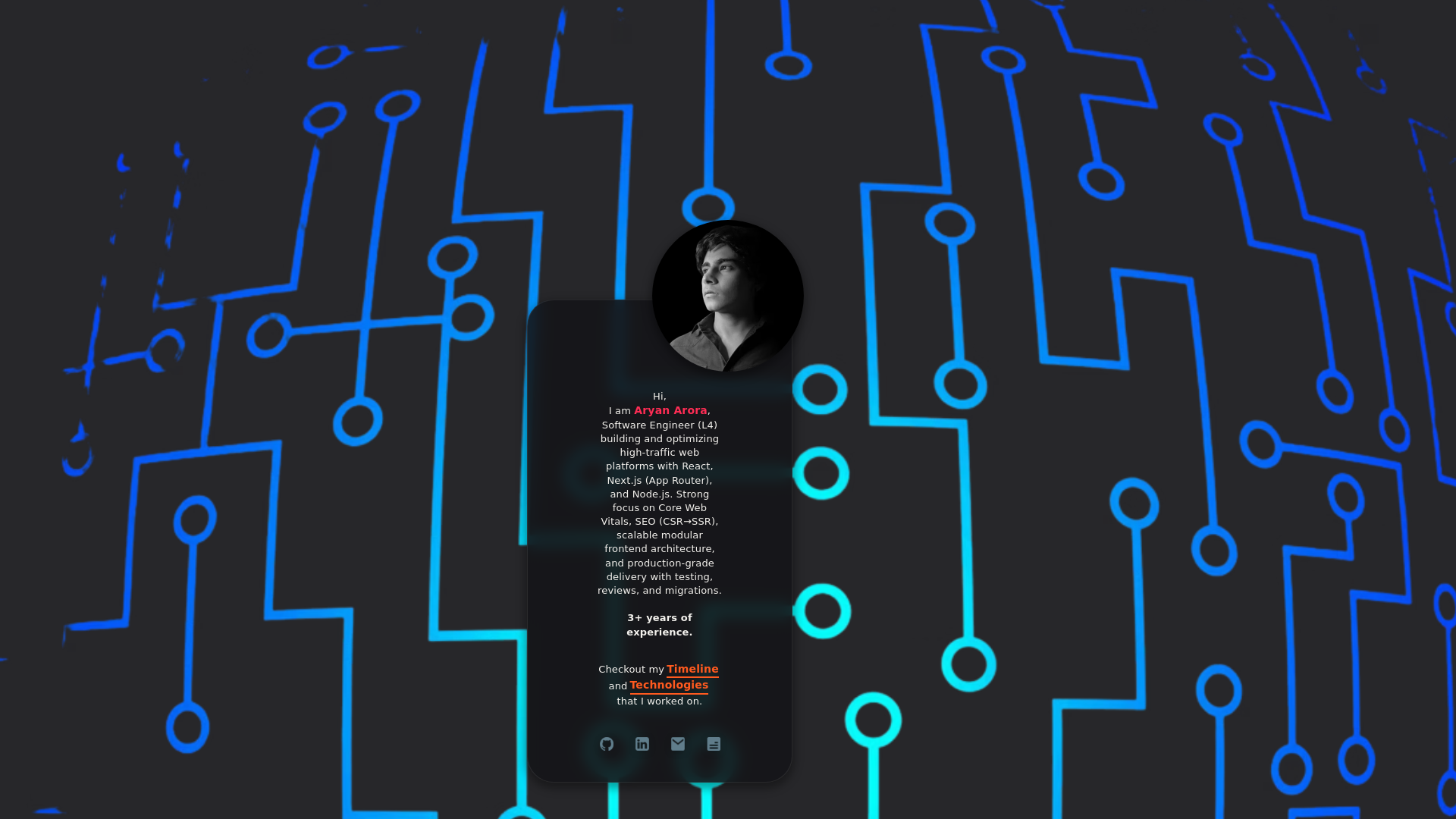 website screenshot of https://iamaryanarora.pages.dev/