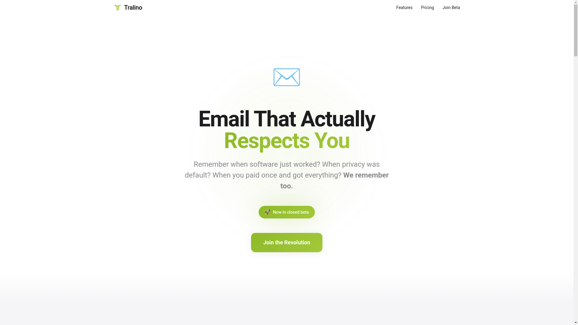website screenshot of https://tralino.tech/