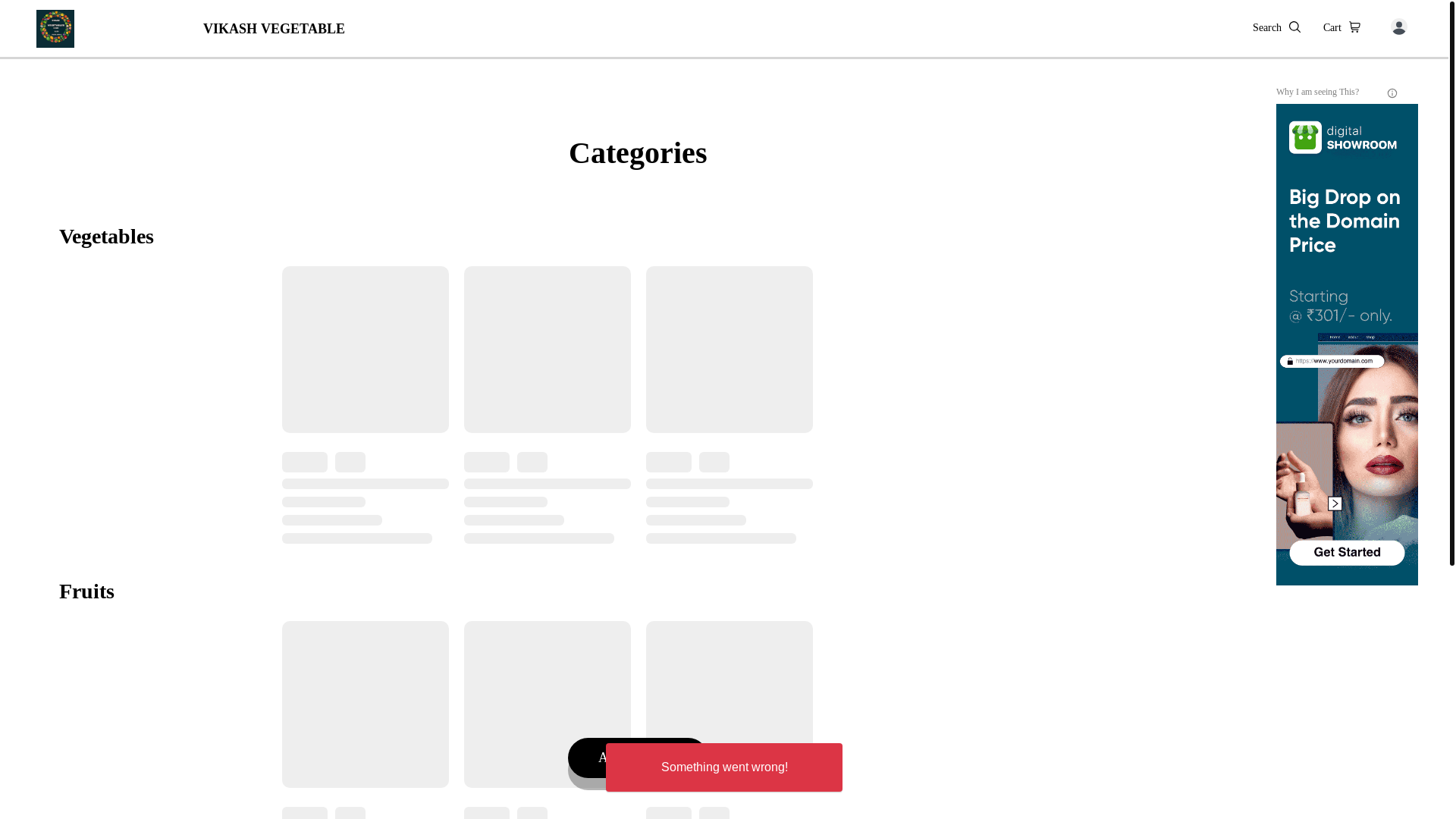 website screenshot of https://vikashvegetable.co.in/