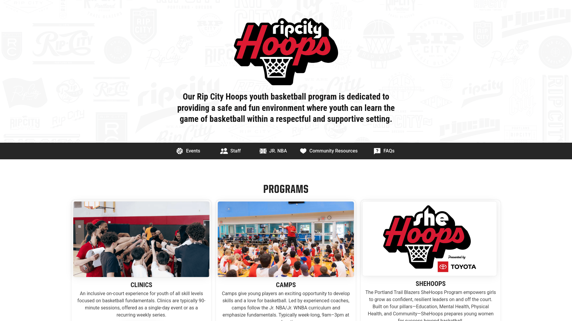 website screenshot of https://blazers-youthbasketball-vf428.kinsta.page
