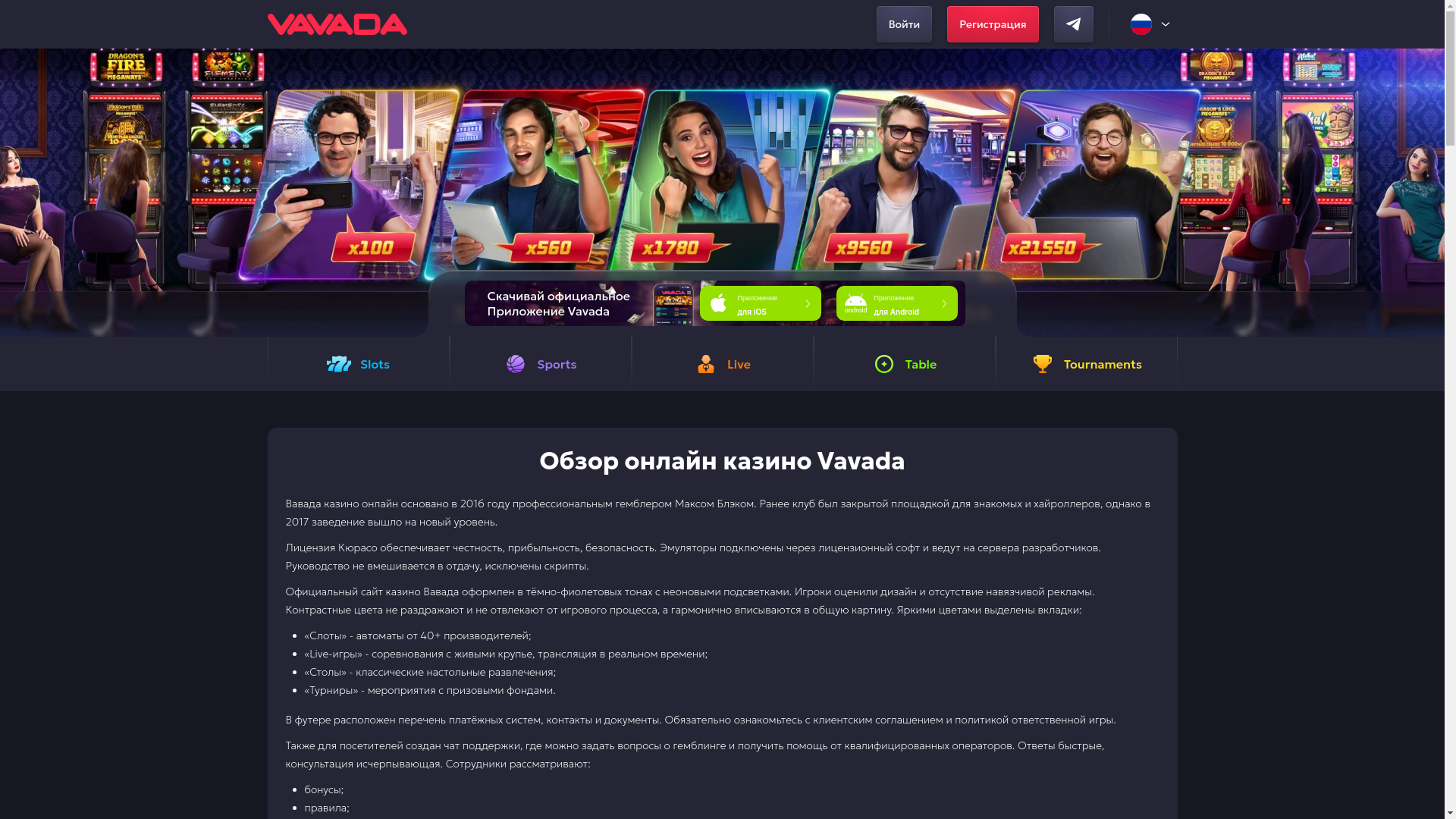 website screenshot of https://vavada-tw13.info/