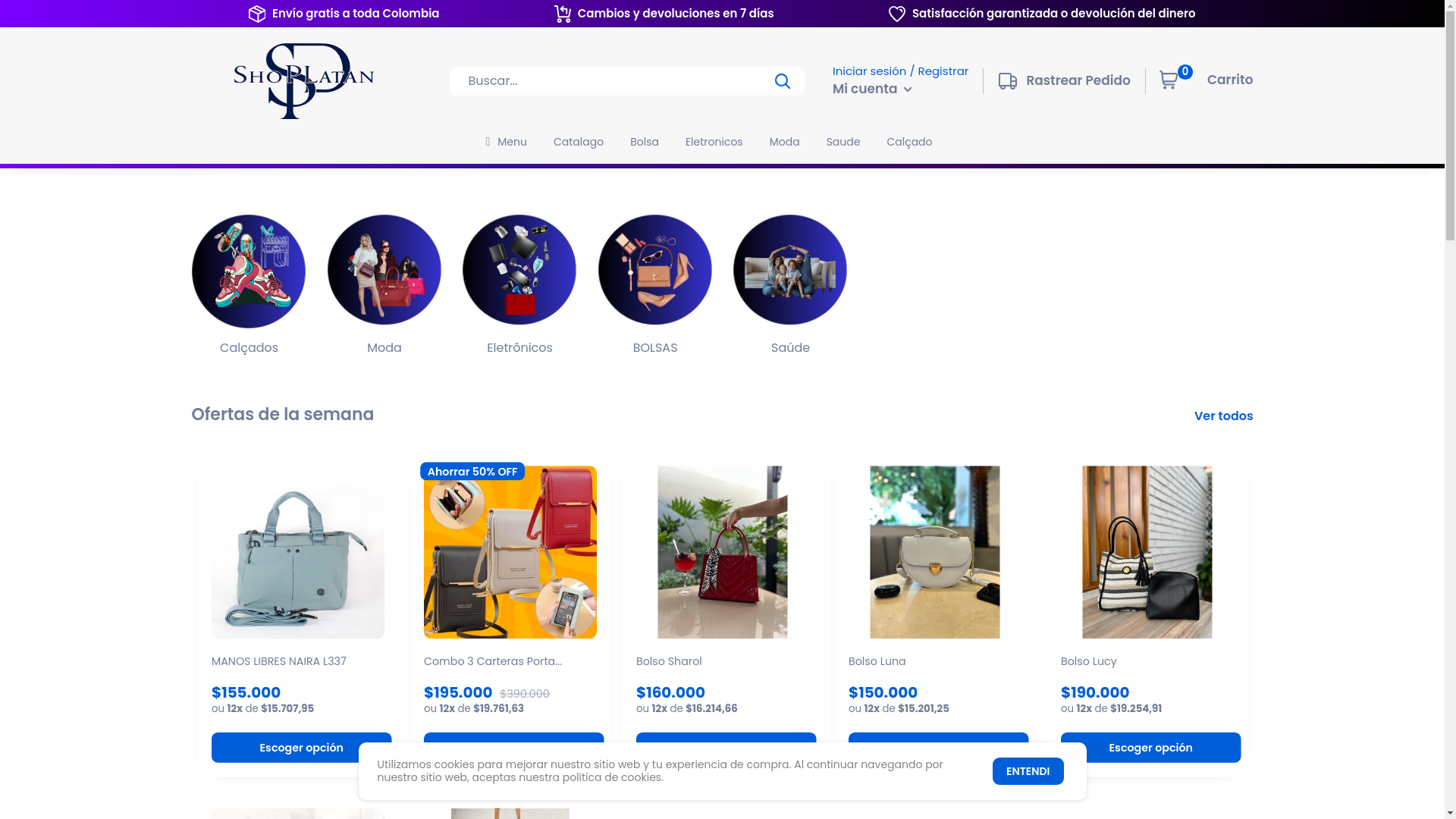 website screenshot of https://shoplatan.com/