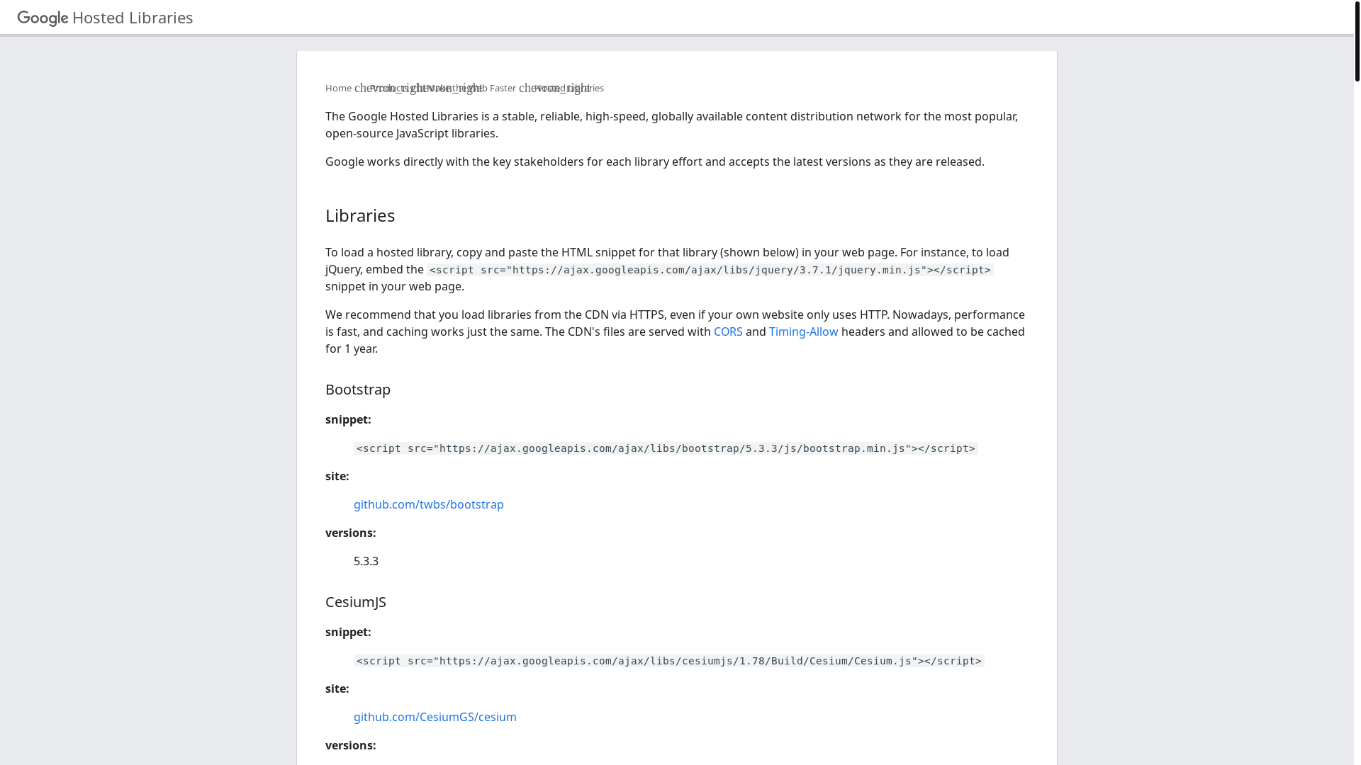 website screenshot of https://ajax.googleapis.com/