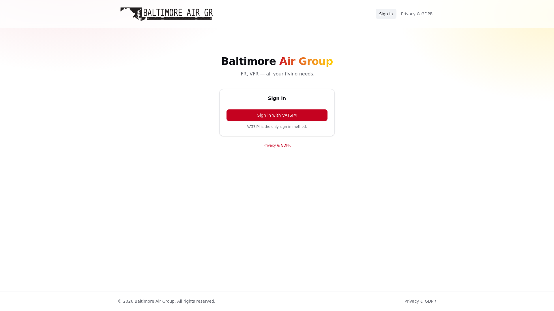 website screenshot of https://baltimoreairgroup.org/