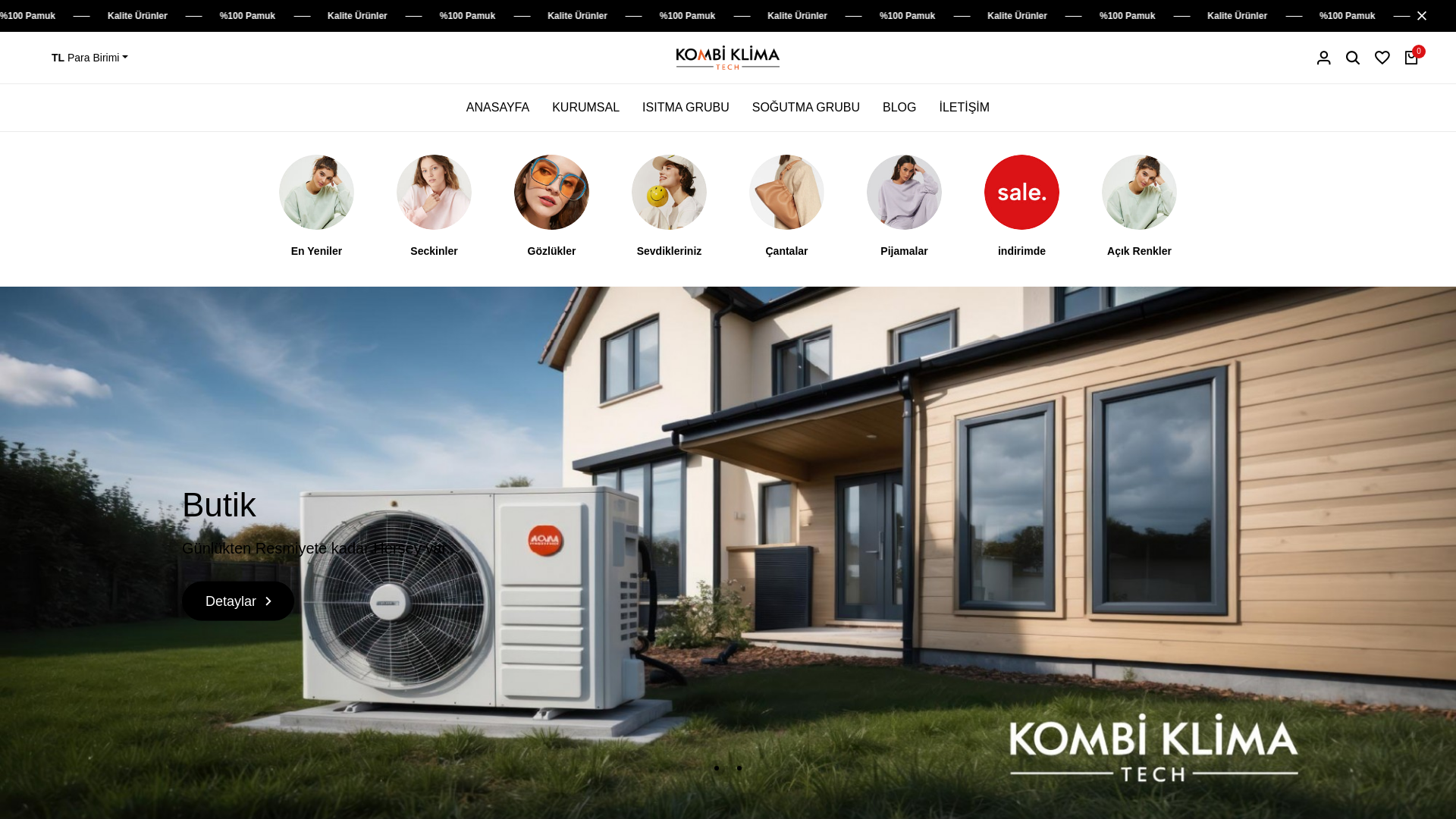 website screenshot of https://kombiklimatech.com.tr/