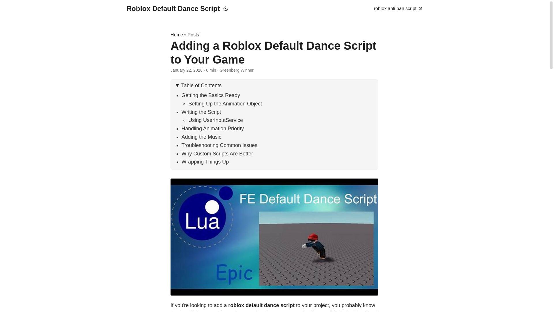 website screenshot of https://roblox-default-dance-script.pages.dev/