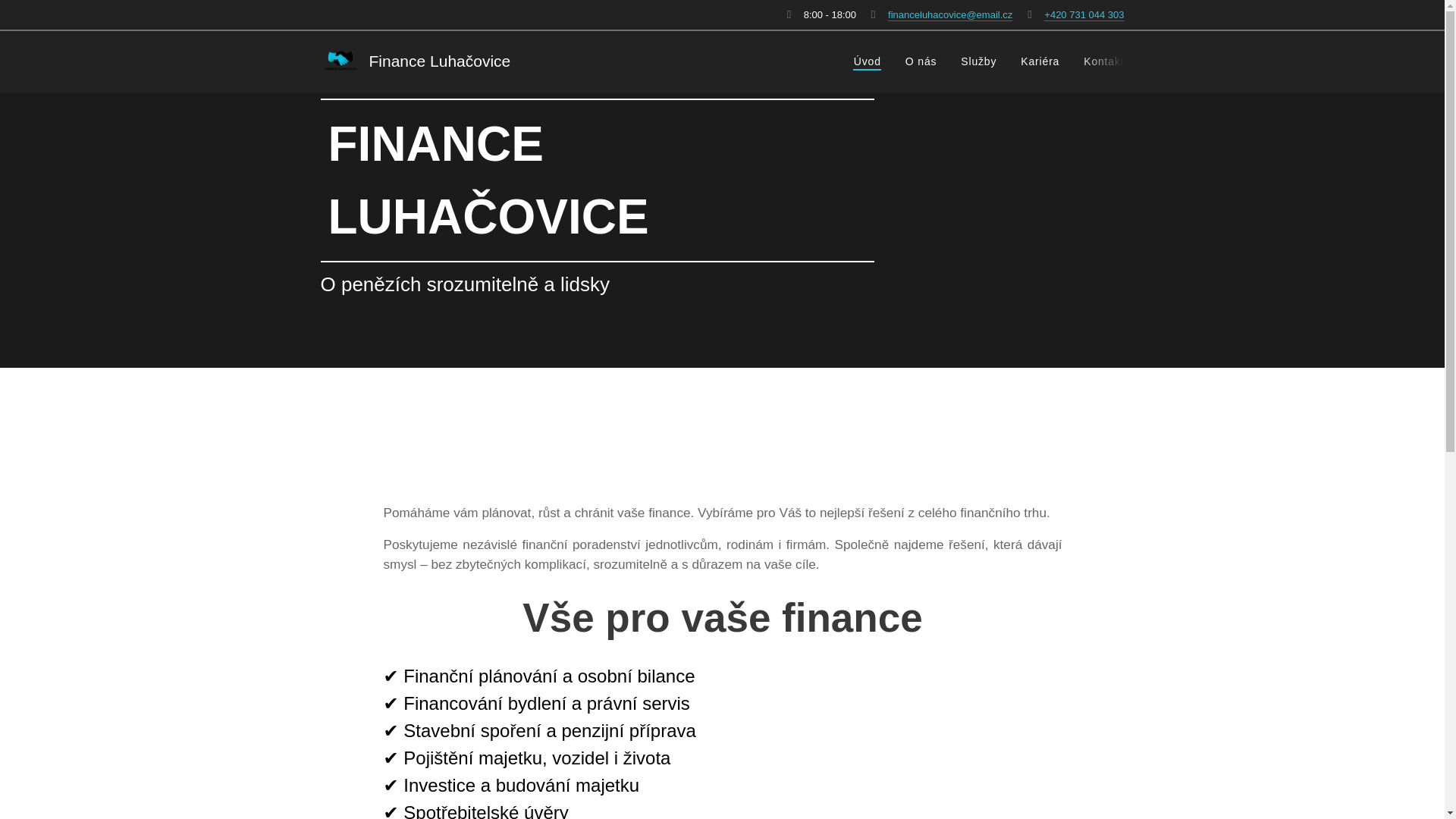 website screenshot of https://financeluhacovice.cz/