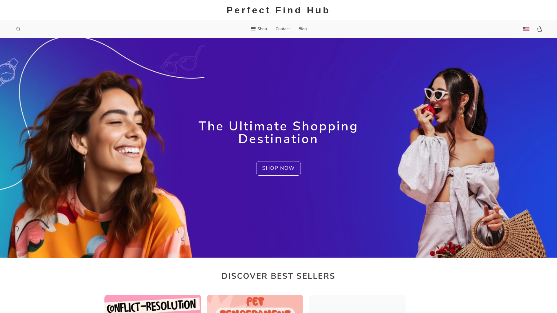 website screenshot of https://perfectfindhub.shop/