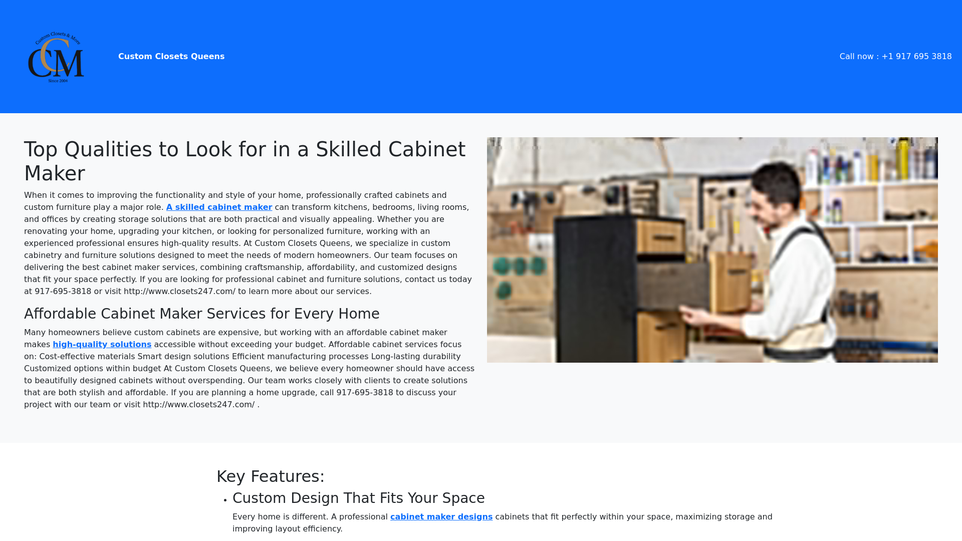website screenshot of https://customclosetsqueens.pages.dev/