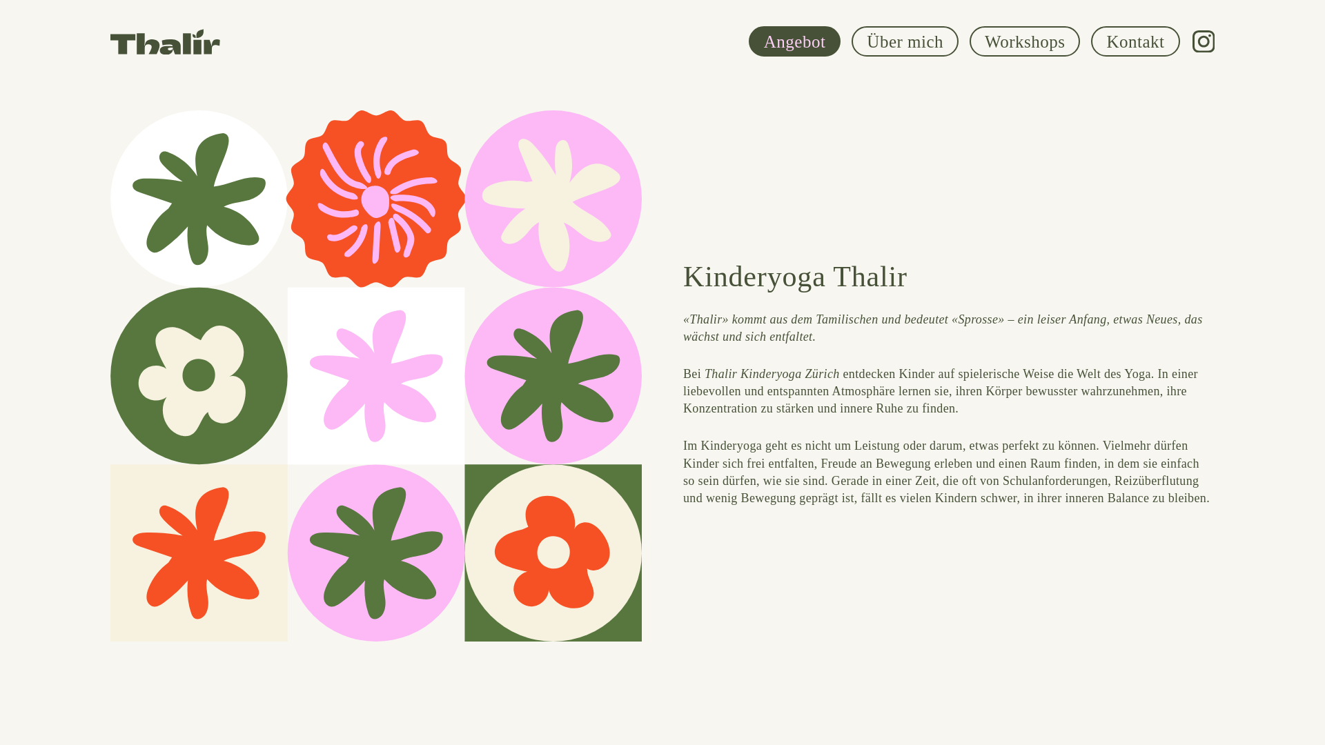 website screenshot of https://thalir-kinderyoga.ch/