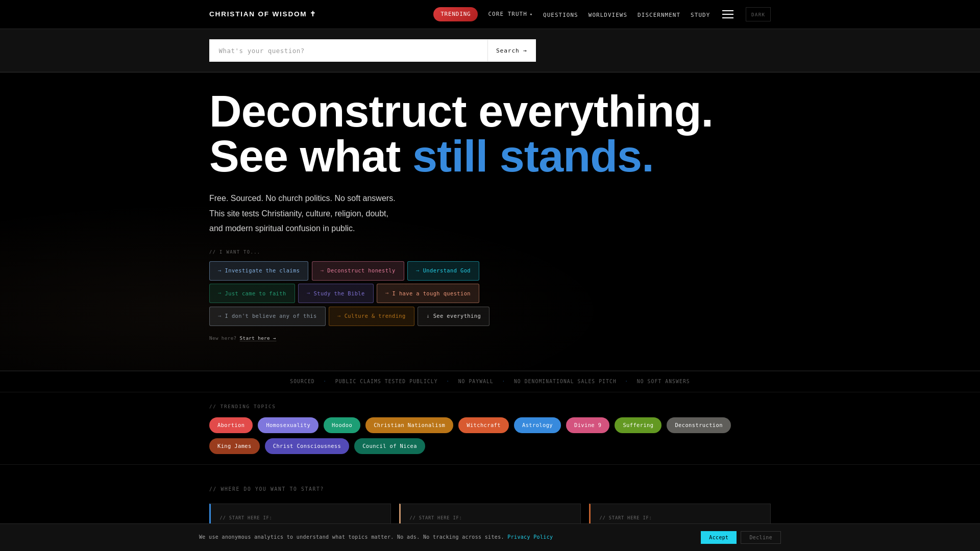 website screenshot of https://christianofwisdom.com