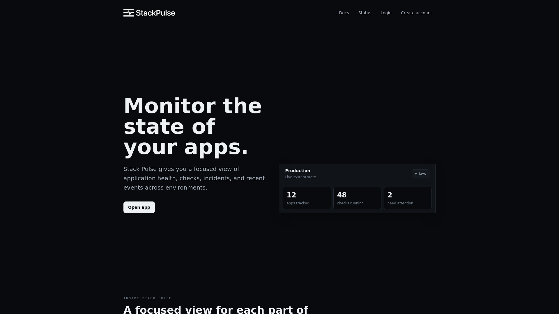 website screenshot of https://stackpulsehq.dev/