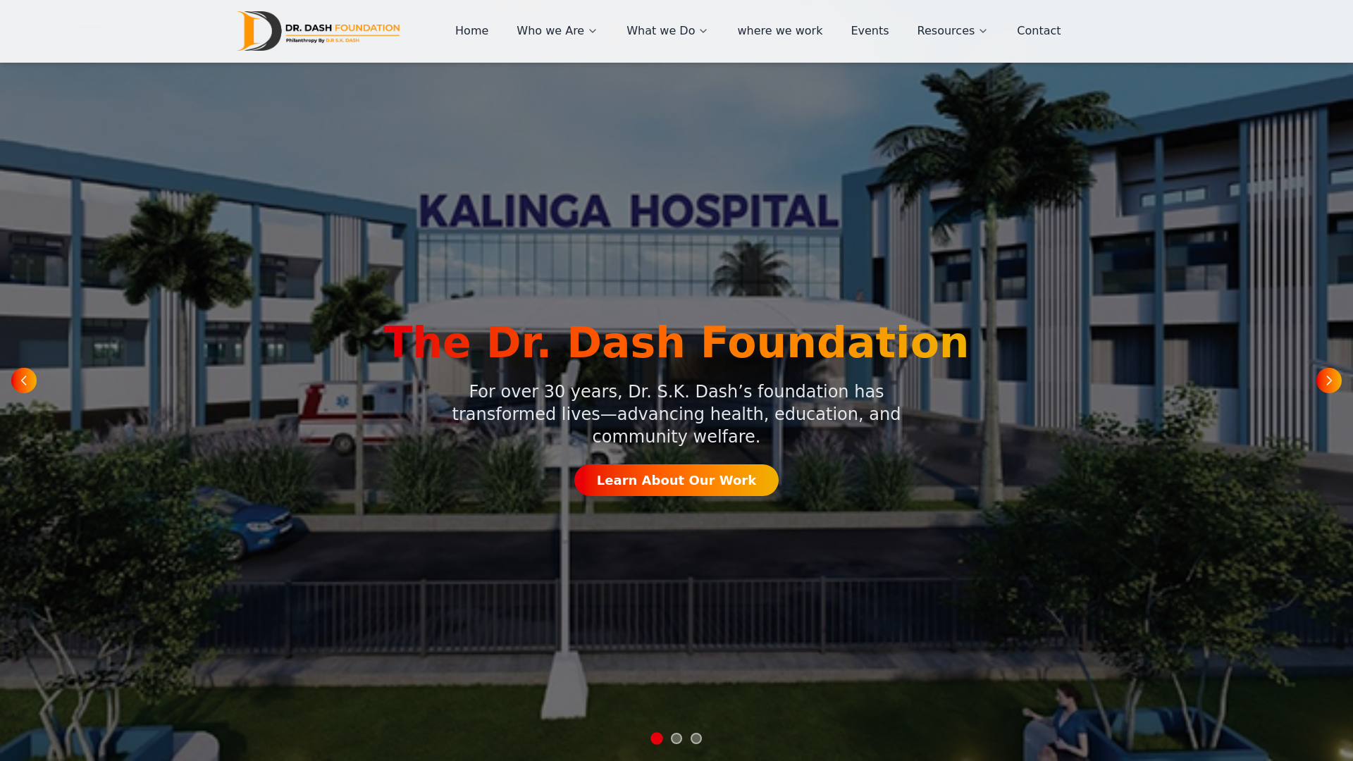 website screenshot of https://drdashfoundation.in/