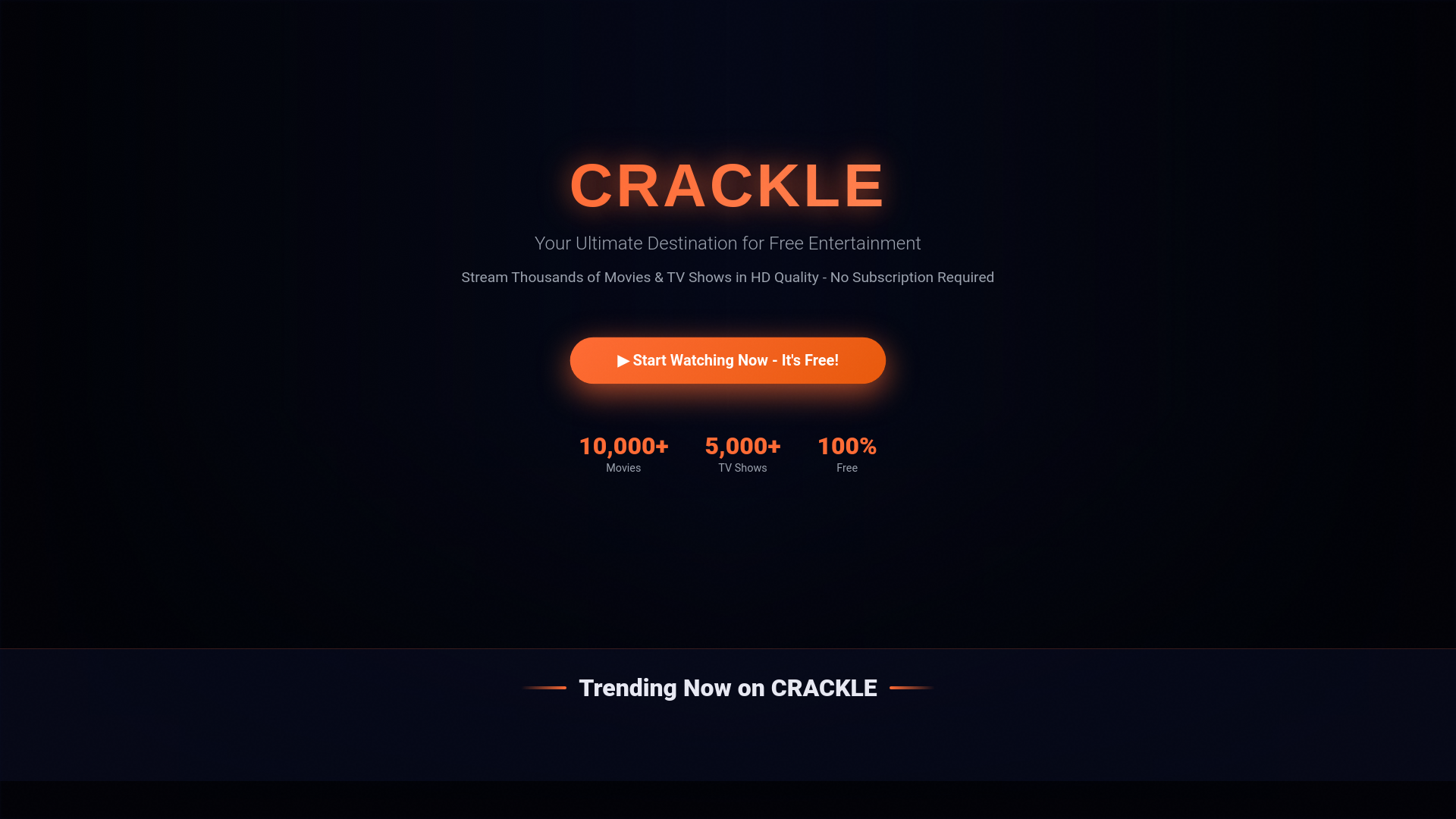 website screenshot of https://crackle.media/