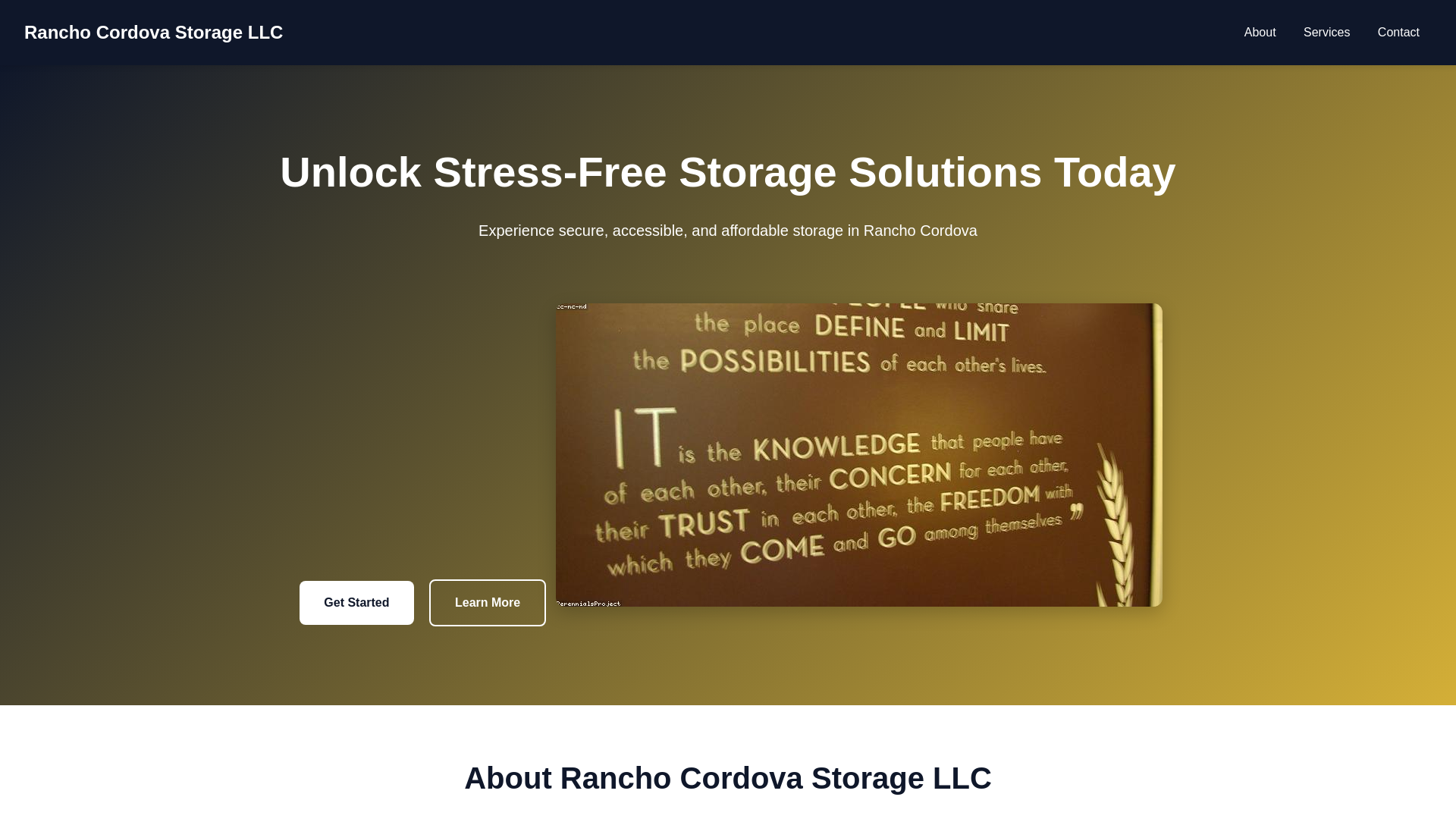 website screenshot of https://ranchocordovastorage.us