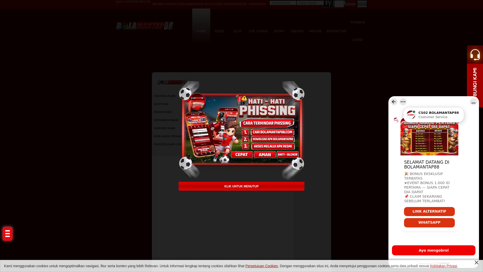 website screenshot of https://bolamantap88bs.pro/