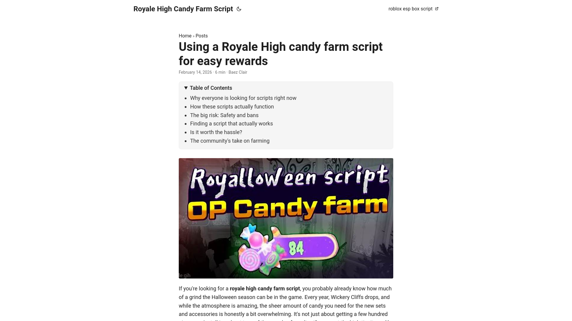website screenshot of https://royale-high-candy-farm-script.pages.dev/