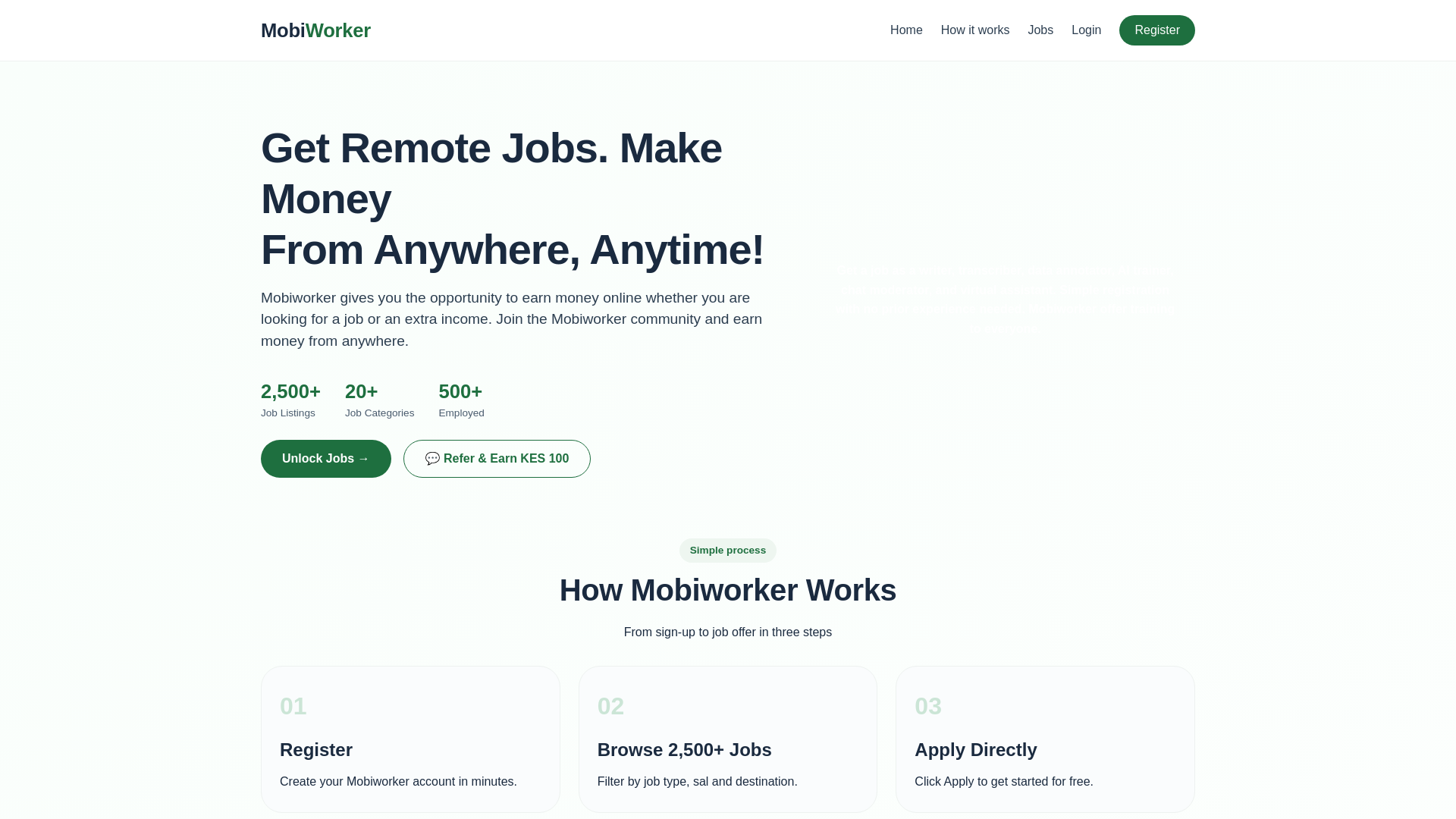 website screenshot of https://mobiworker.co.ke/