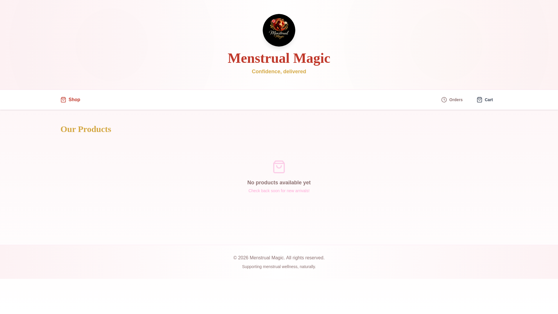 website screenshot of https://menstrualmagic.vip