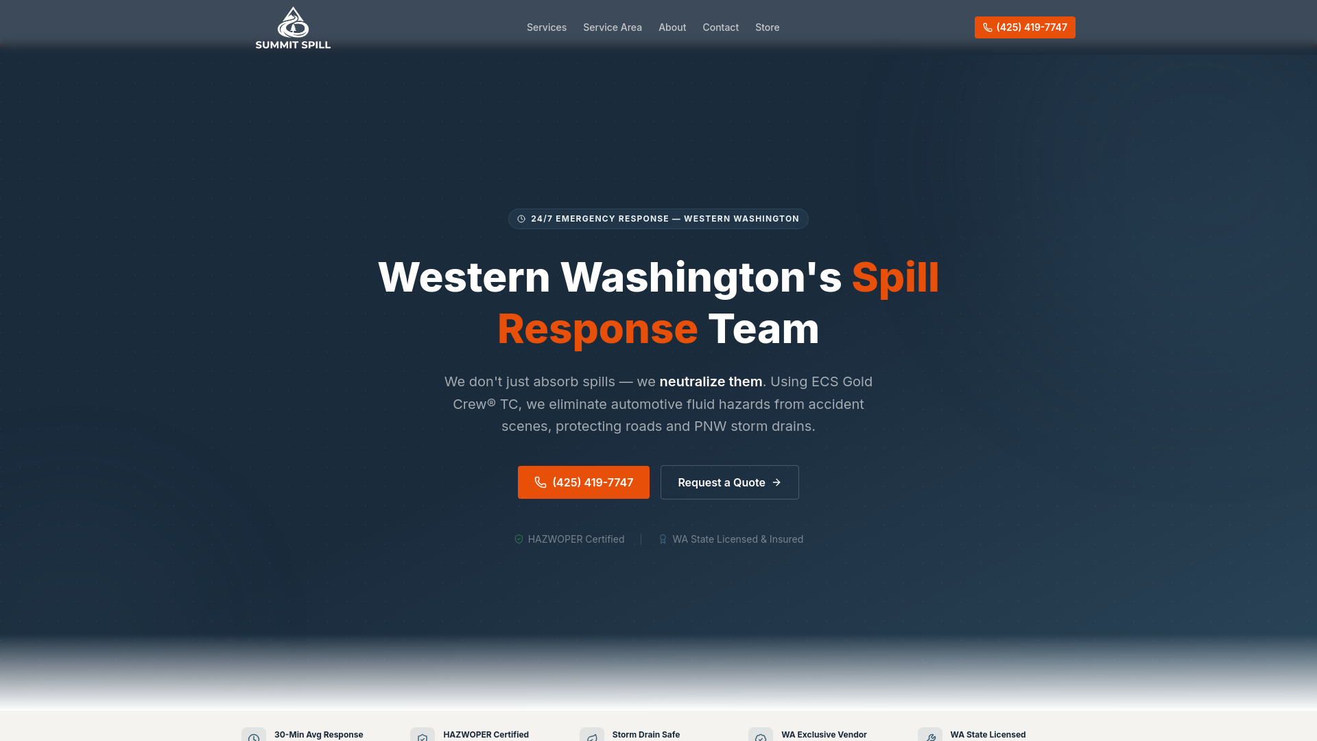 website screenshot of https://summitspill.com/