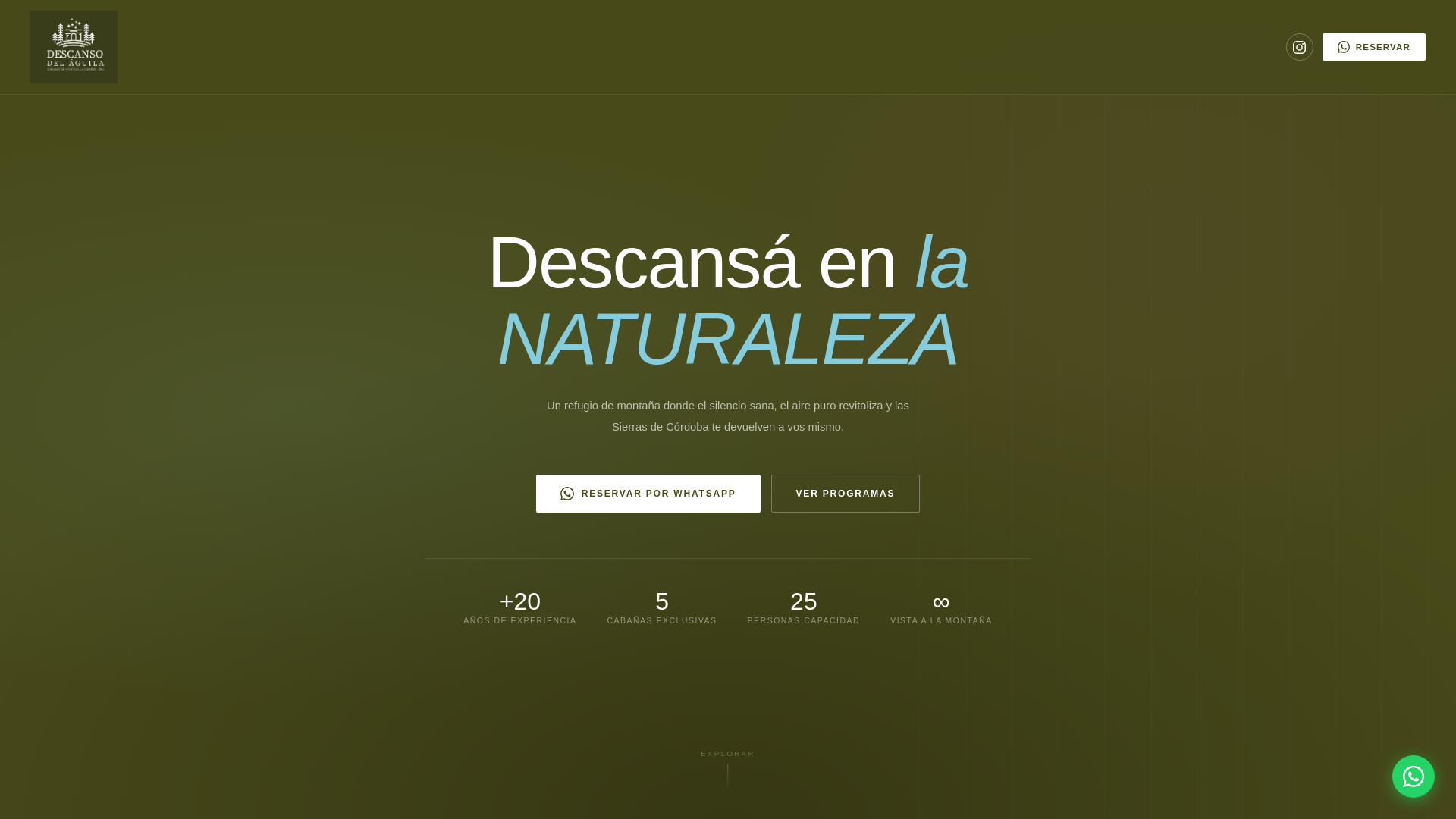 website screenshot of https://cabanasdescansodelaguila.com/