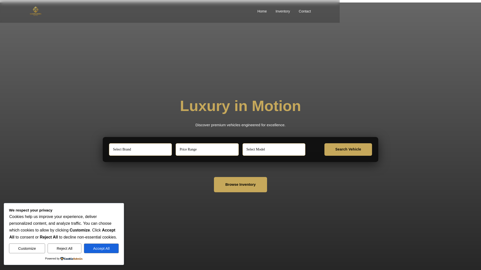 website screenshot of https://queenandsonautos.xyz/