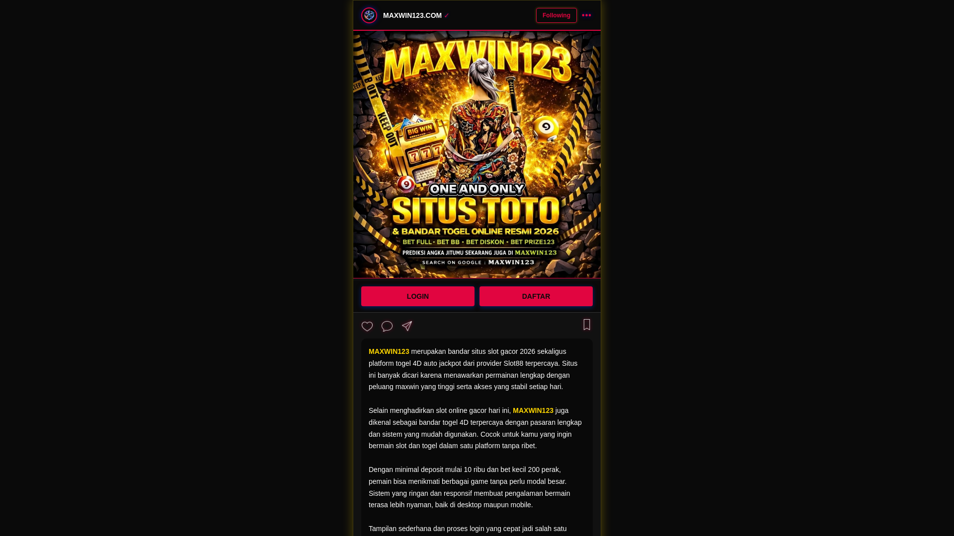 website screenshot of https://maindisini-bersama-maxwin123.pages.dev/