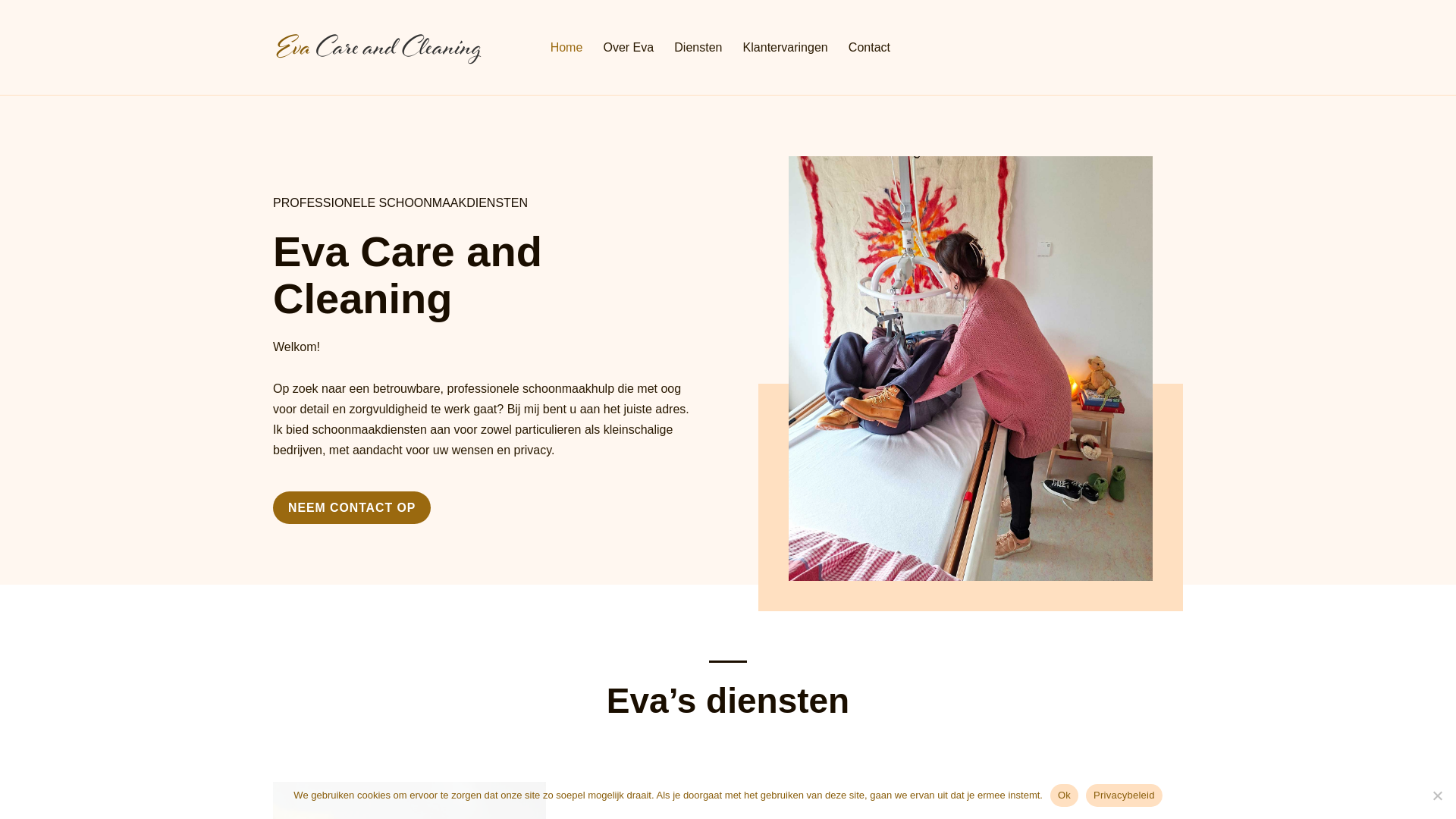 website screenshot of https://evacareandcleaning.nl/