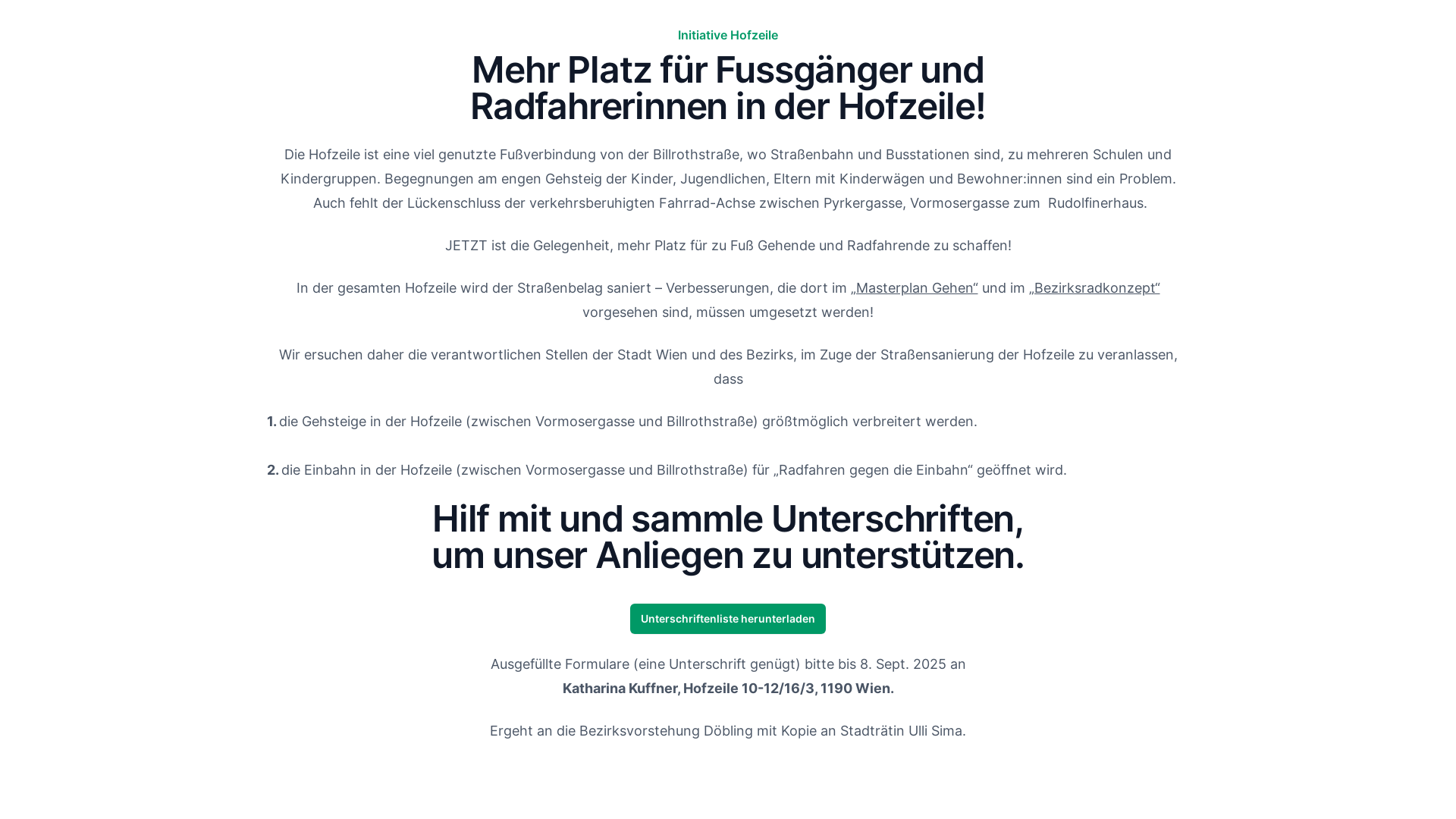 website screenshot of https://initiative-hofzeile.at/