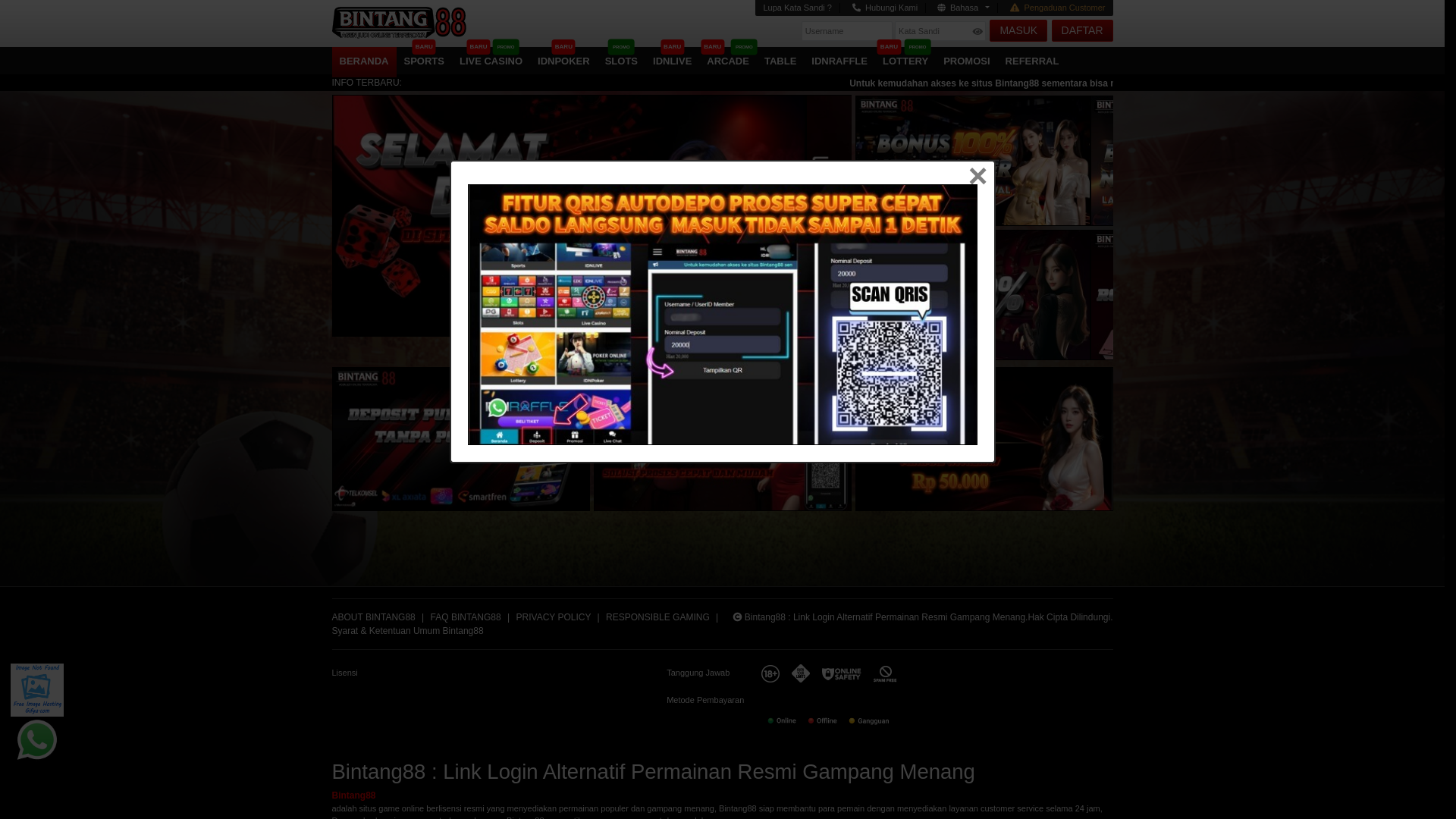 website screenshot of https://bintang88tunai.site/