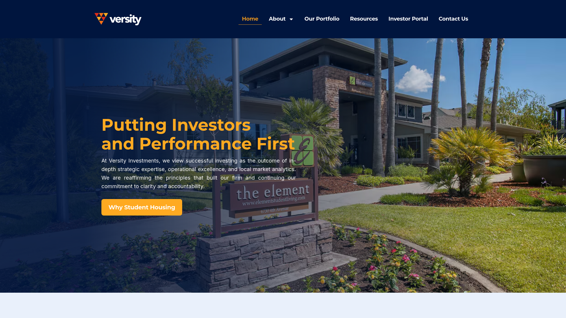 website screenshot of http://www.versity-investments.com/
