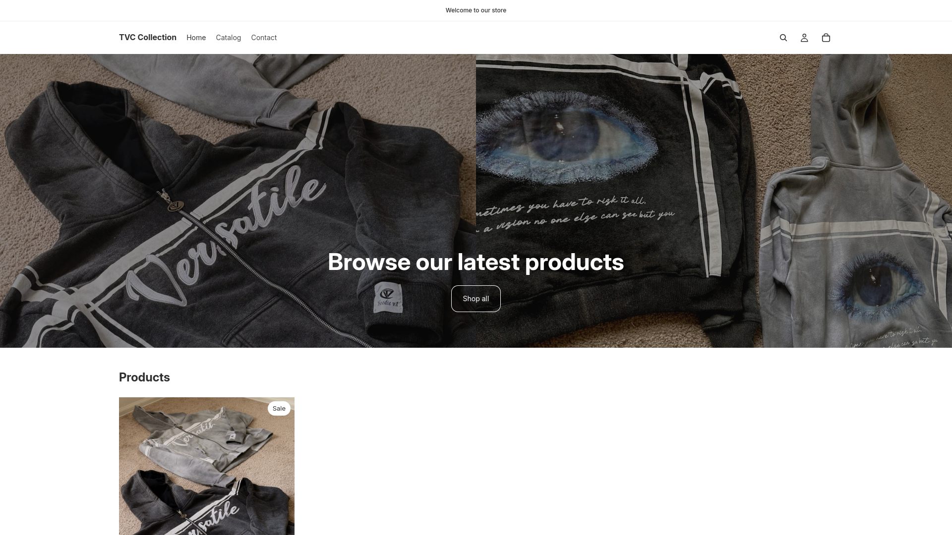 website screenshot of https://tvccollection.store