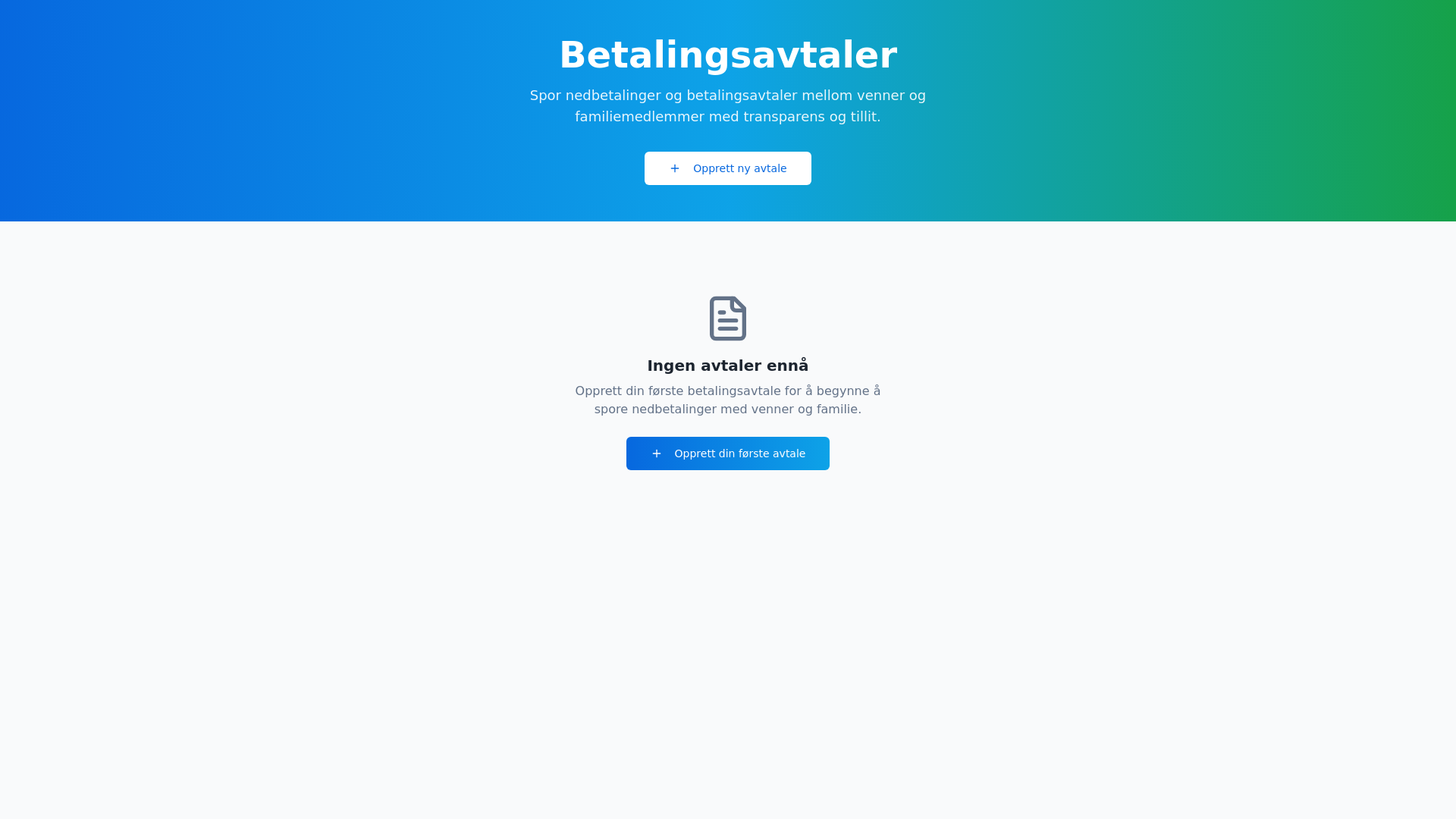 website screenshot of https://betalingsavtaler.no/