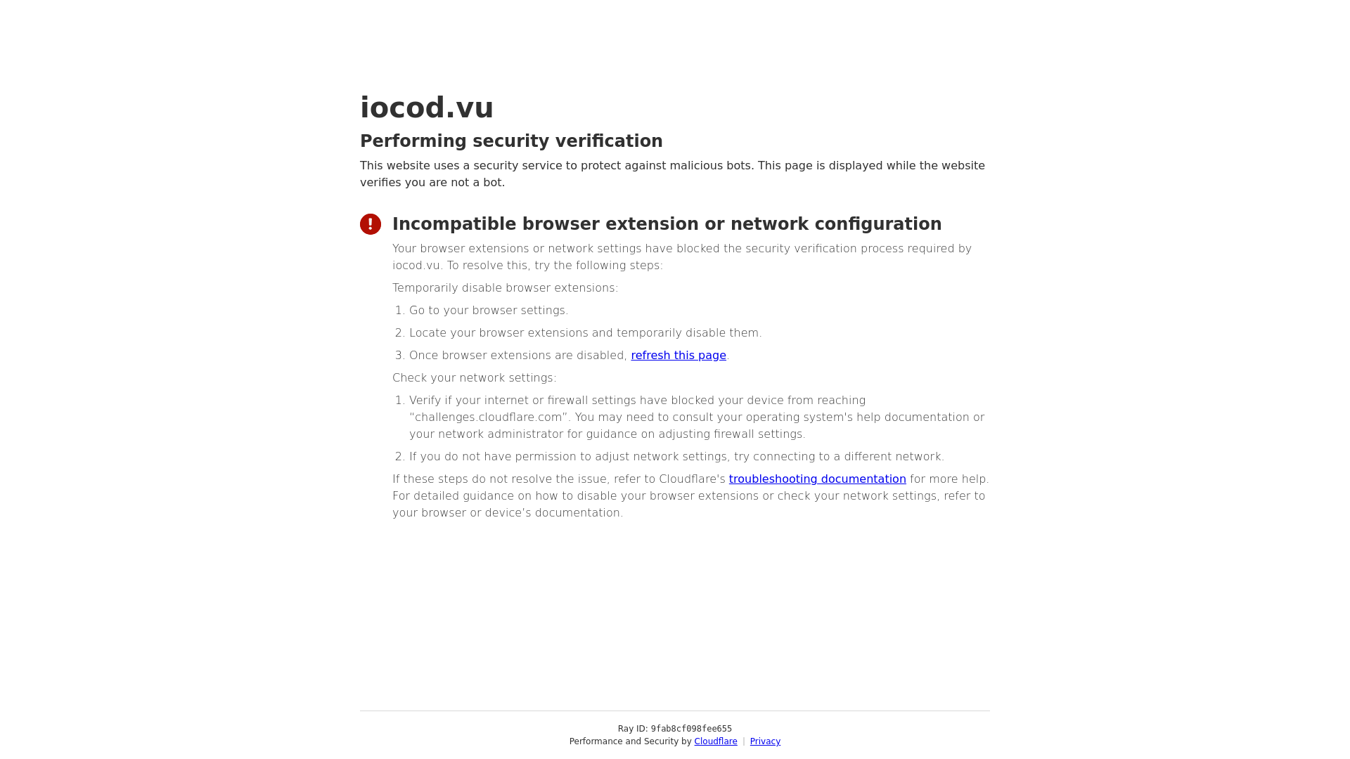 website screenshot of https://iocod.vu/