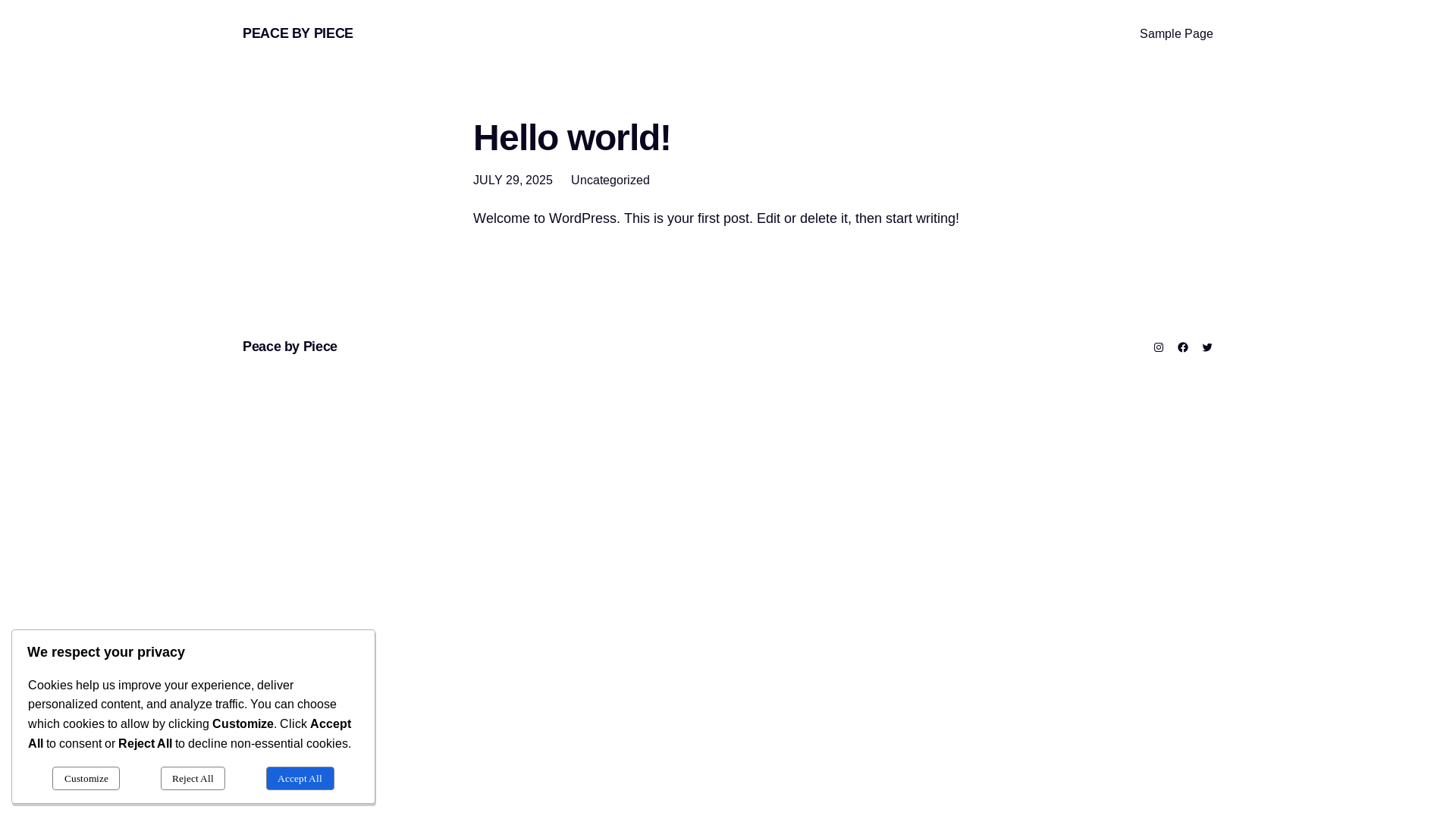 website screenshot of https://peacebypiece.ie/