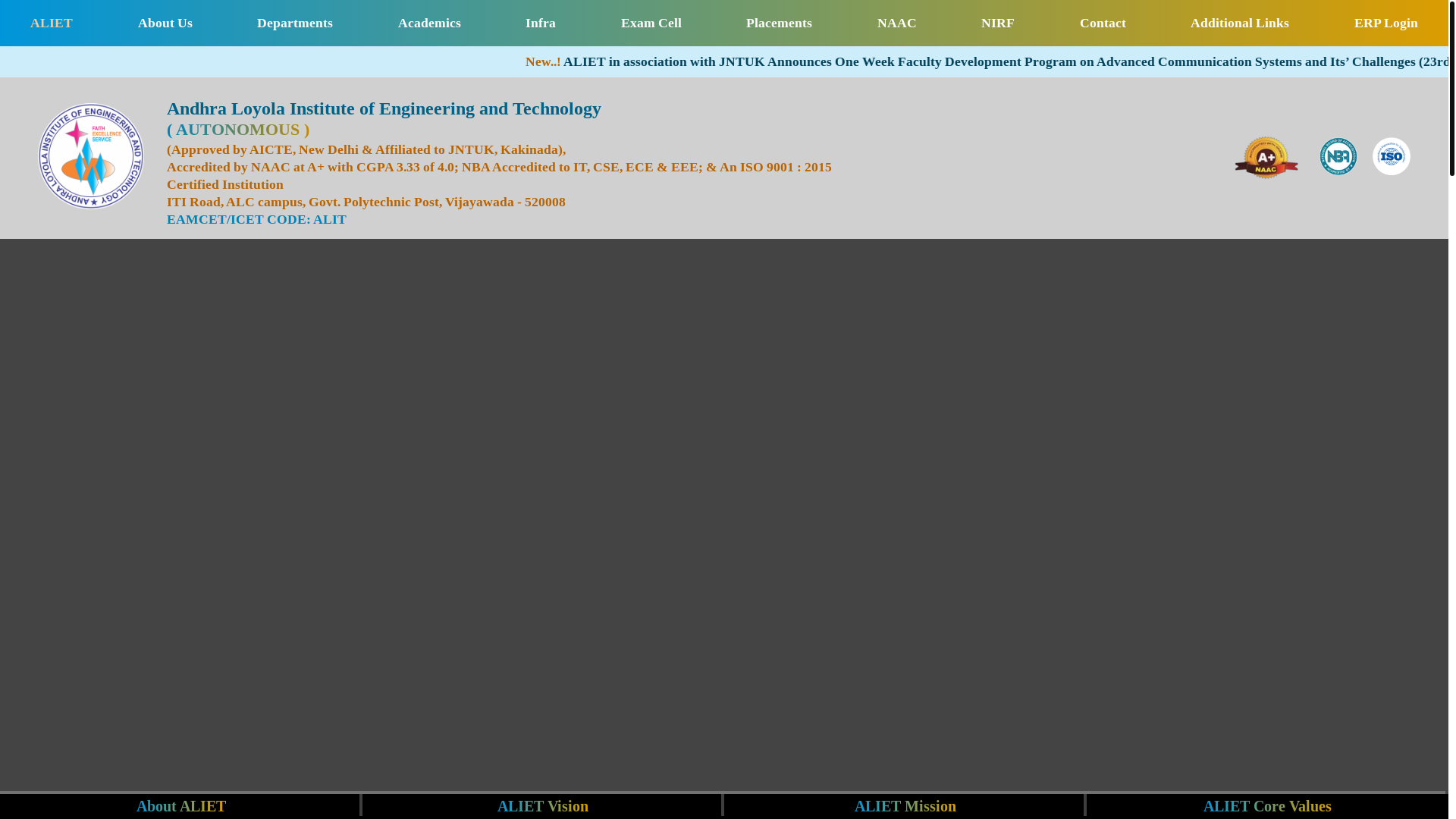 website screenshot of https://aliet.ac.in/