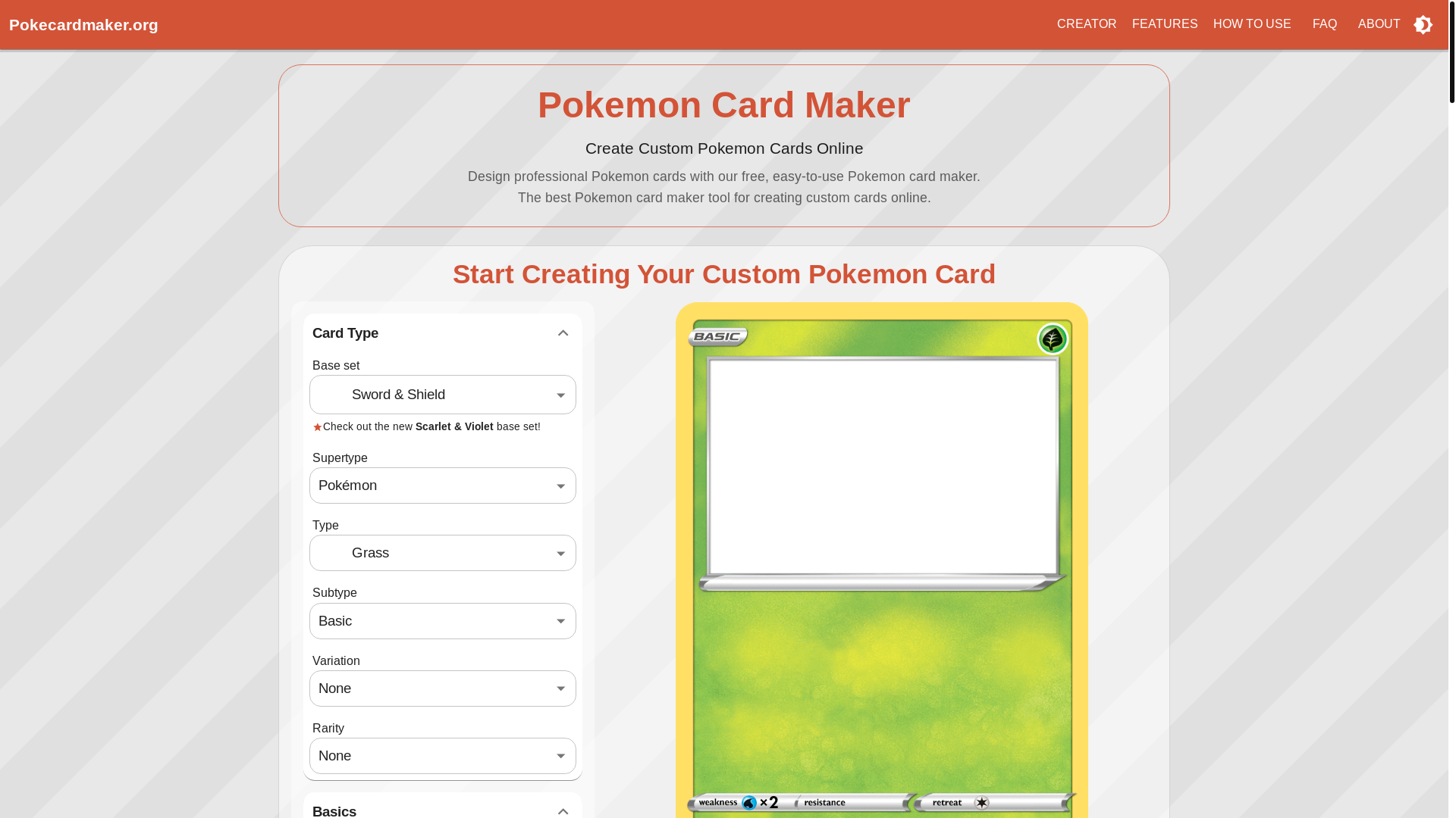 website screenshot of https://poke-card-maker.pages.dev/