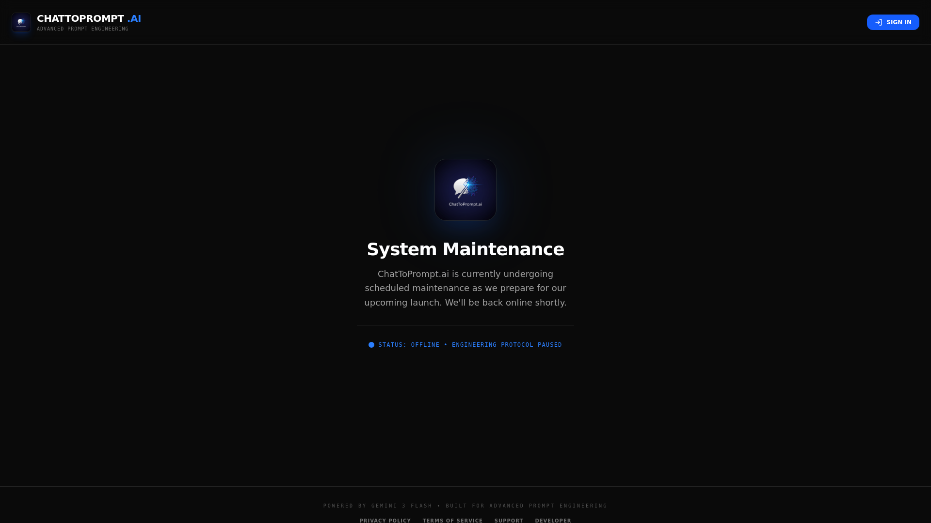website screenshot of https://chattoprompt.ai
