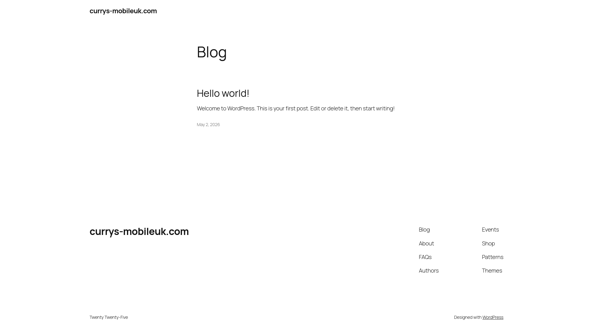website screenshot of https://currys-mobileuk.com/
